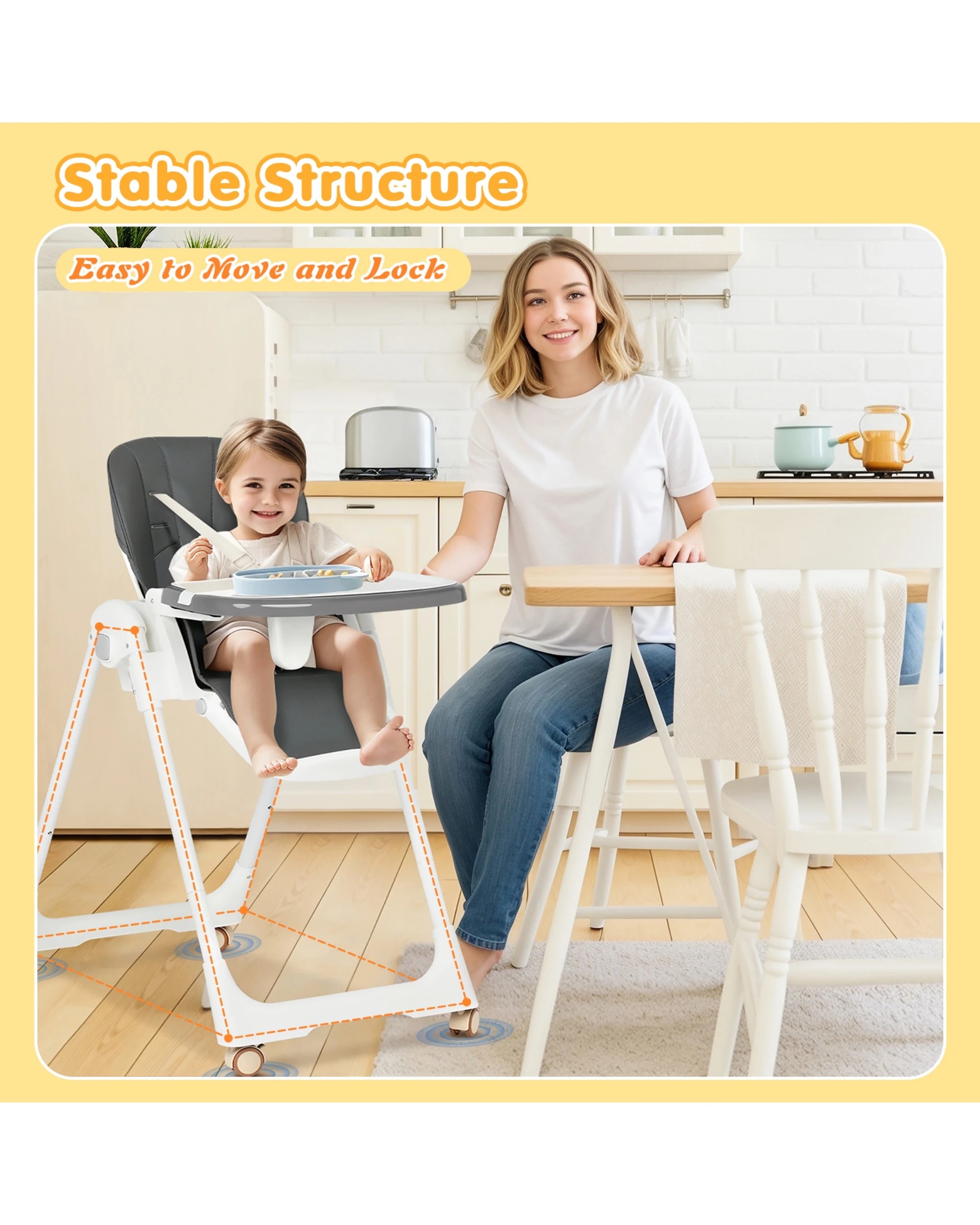 4 Advwin 3-in-1 Folding Baby High Chair Gray, 4 of 9