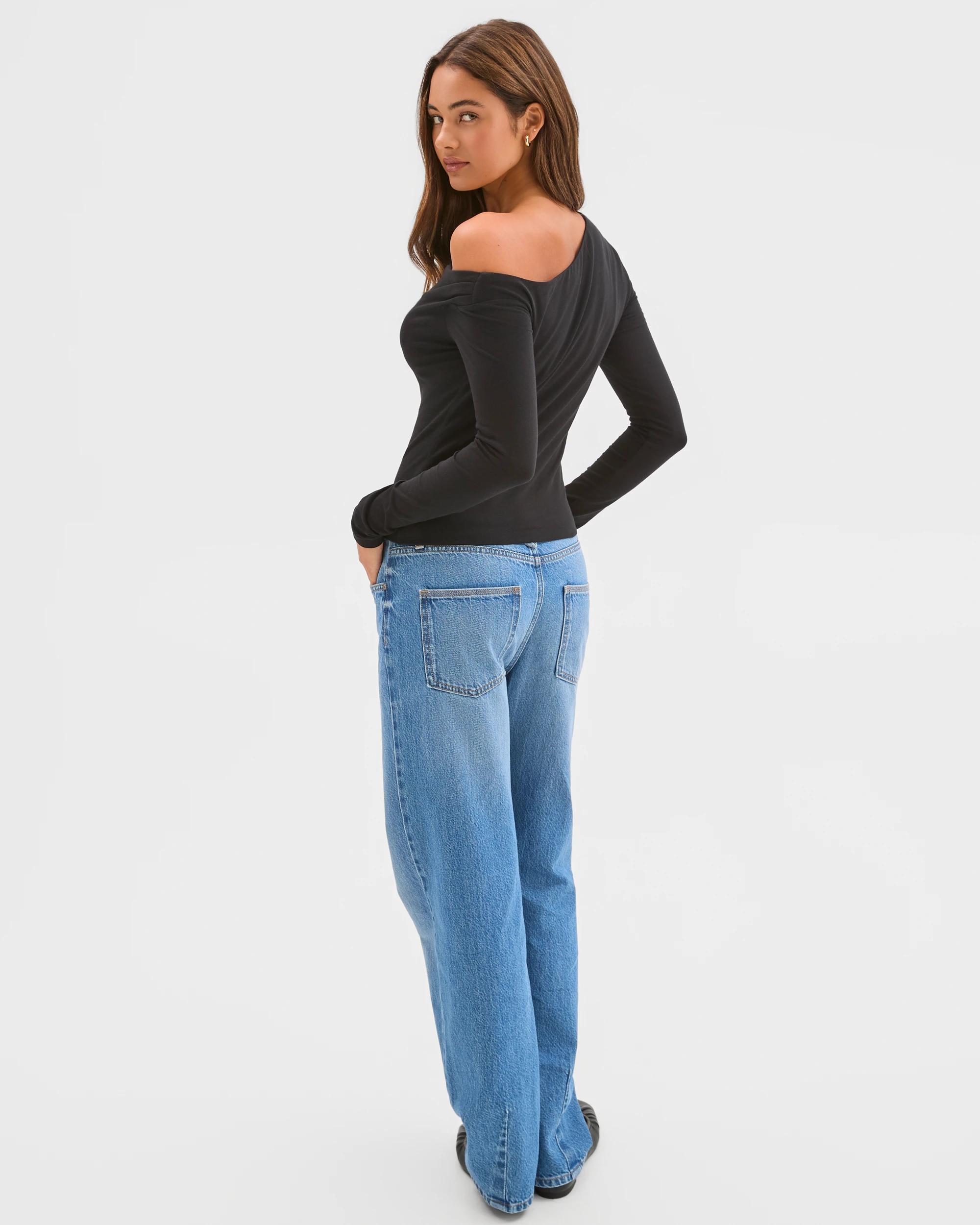 6 Lily Loves Australian Cotton Off Shoulder Long Sleeve Top BLACK, 6 of 6