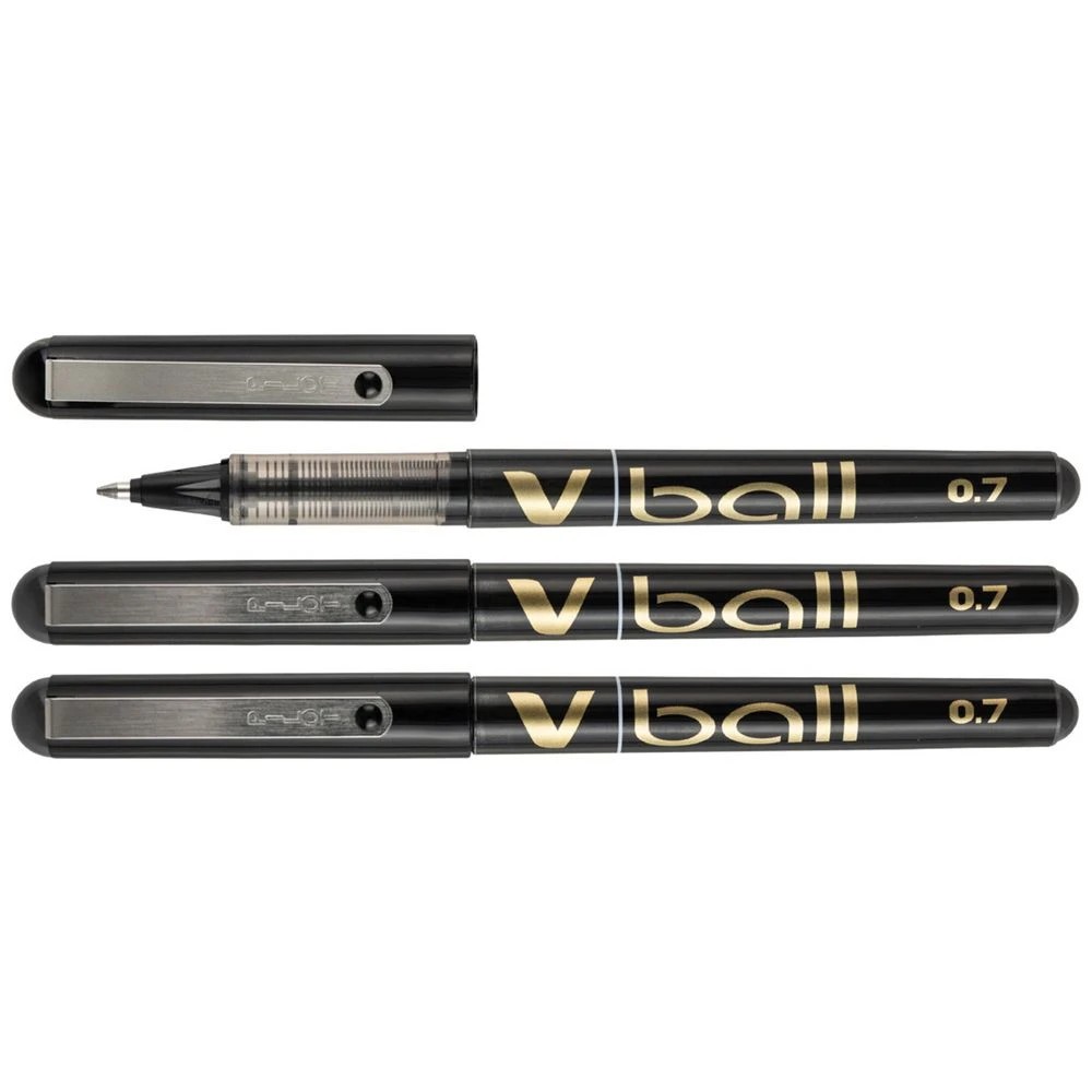 3 PILOT V Rollerball Pen 0.7mm Black 3 Pack, 3 of 6