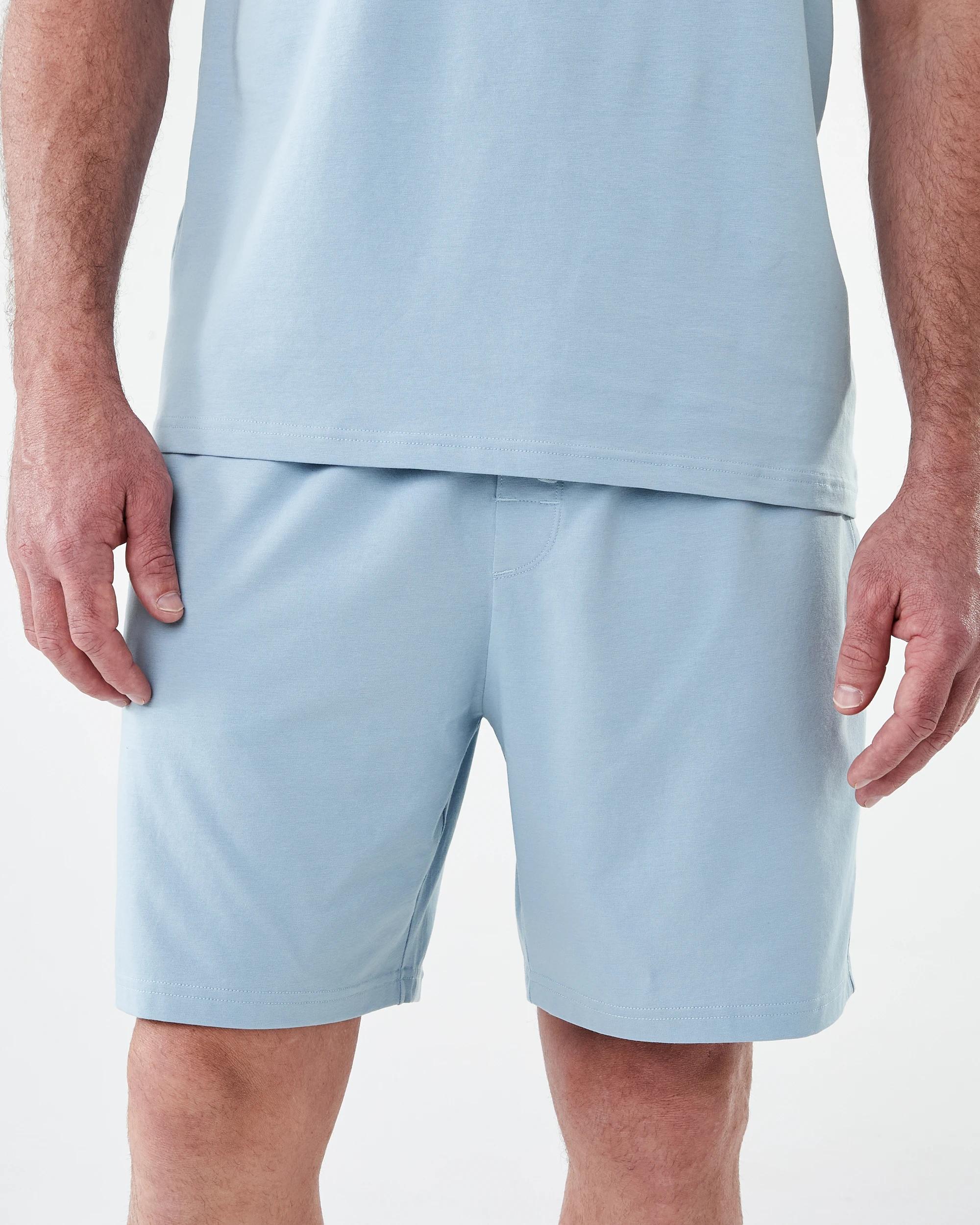 1 Cotton Elastane Sleep Shorts FOG BLUE, 1 of 7