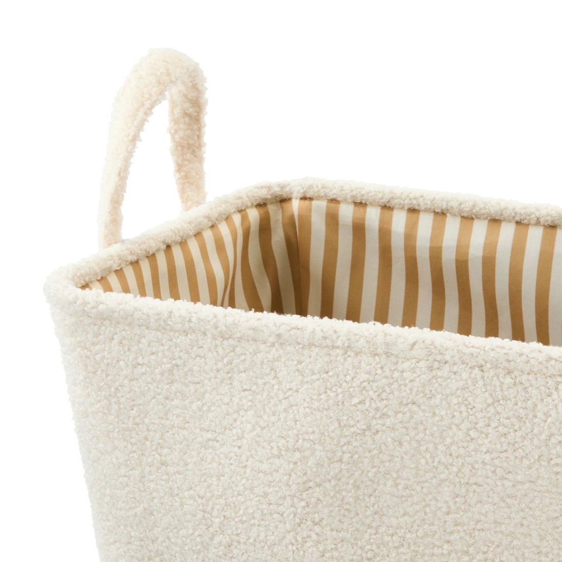 6 Rectangle Boucle Basket with Stripe Liner - White, 6 of 7