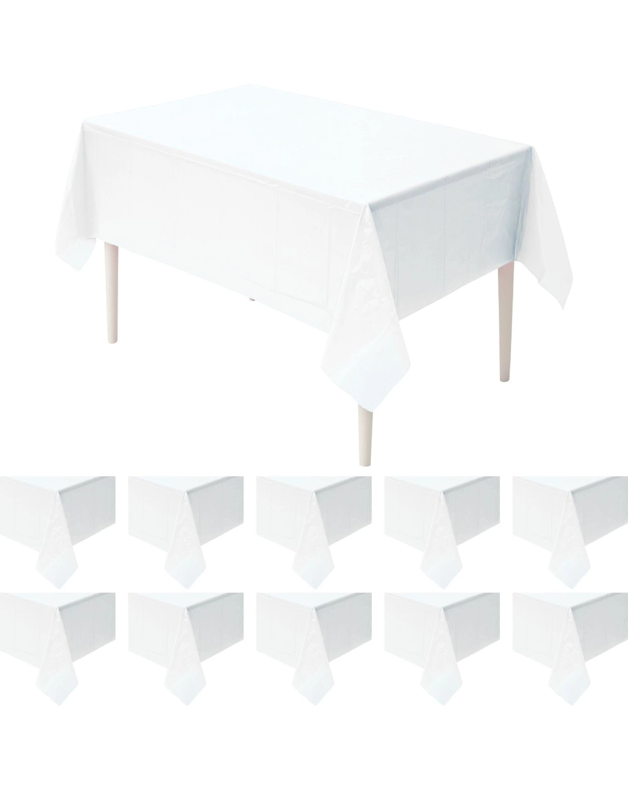 1 Meteor Bright Rectangular Plastic Tablecloths Bulk Pack of 12 - White, 1 of 4