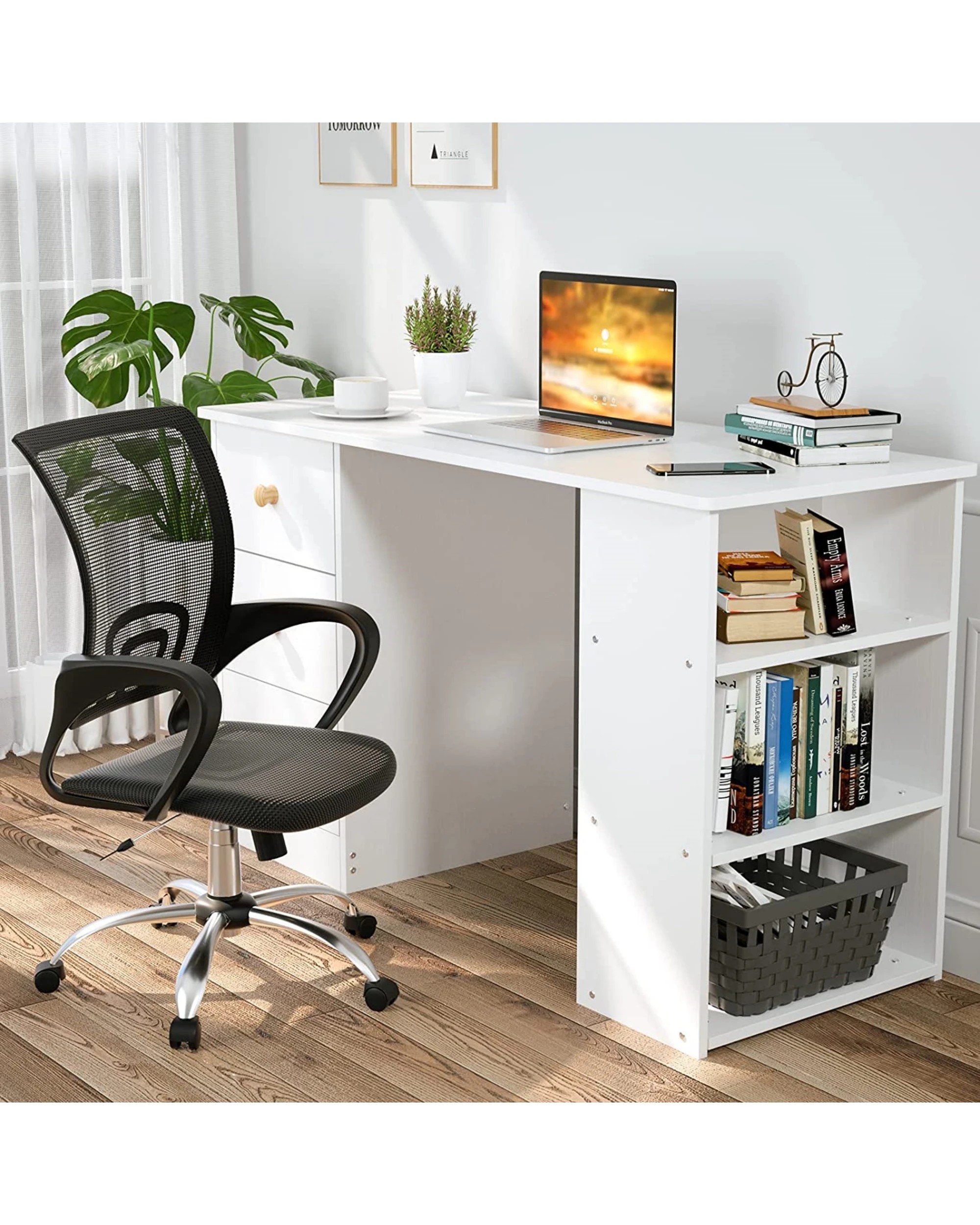 8 Advwin Computer Desk With Drawers Open Storage Shelf, 8 of 9