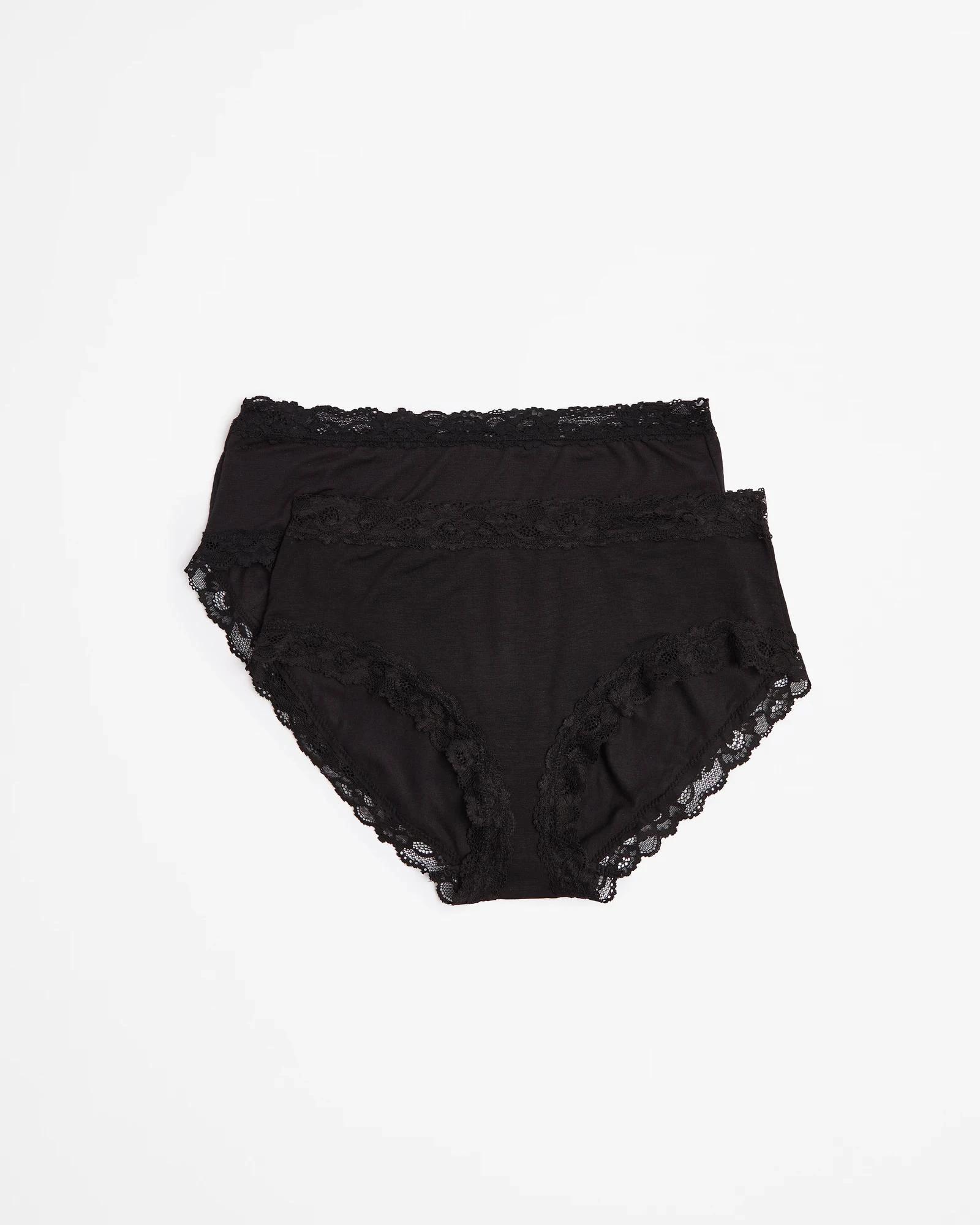 1 Target Woman 2 Pack Modal and Lace Midi Briefs BLACK, 1 of 4