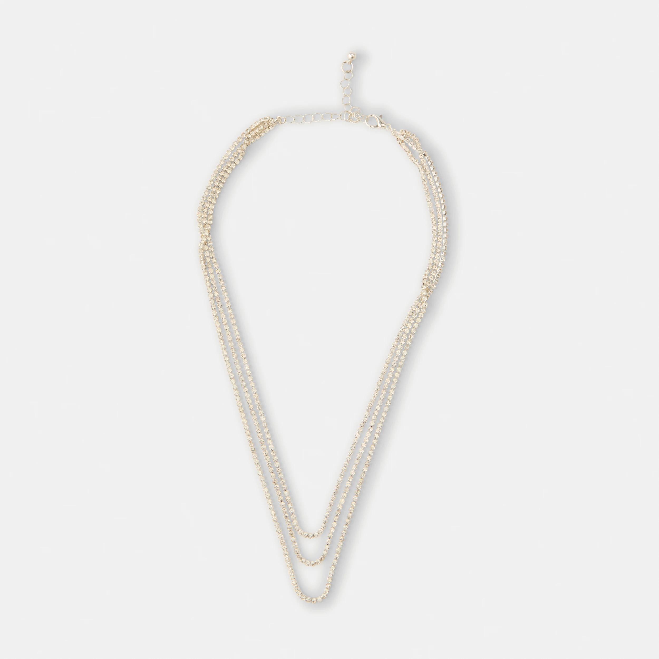 1 Cubic Zirconia 3 Layer Necklace - Silver Tone Silver, 1 of 3