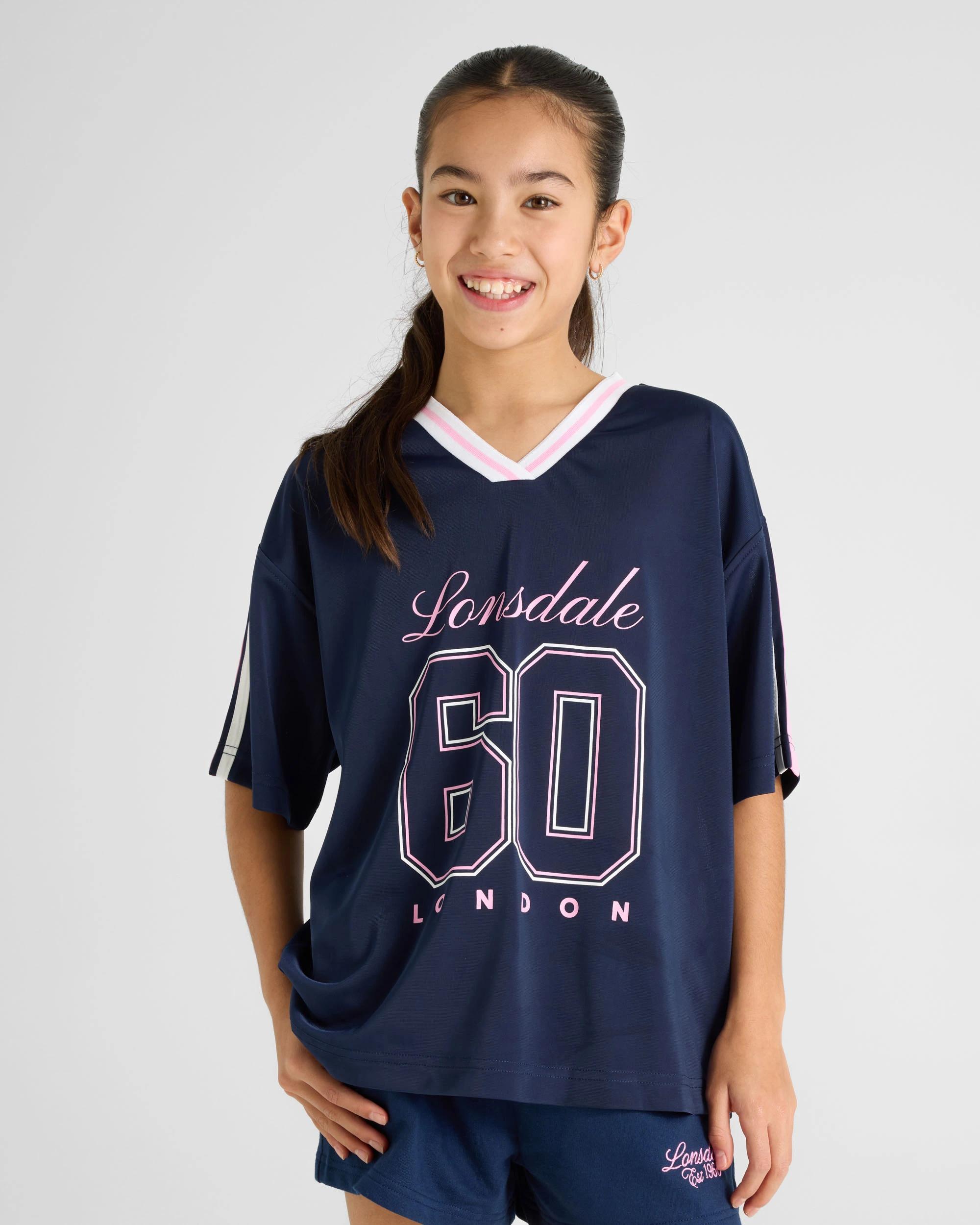 1 Lonsdale London Oversized Sports Jersey T-Shirt NAVY, 1 of 5