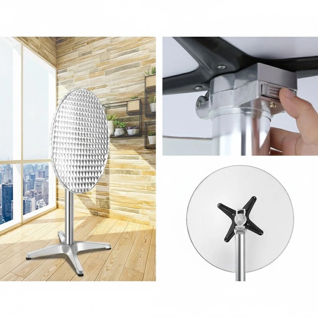 3 Gardeon Set of 2 Outdoor Bar Table Aluminium Round 70/110CM - Silver, 3 of 5