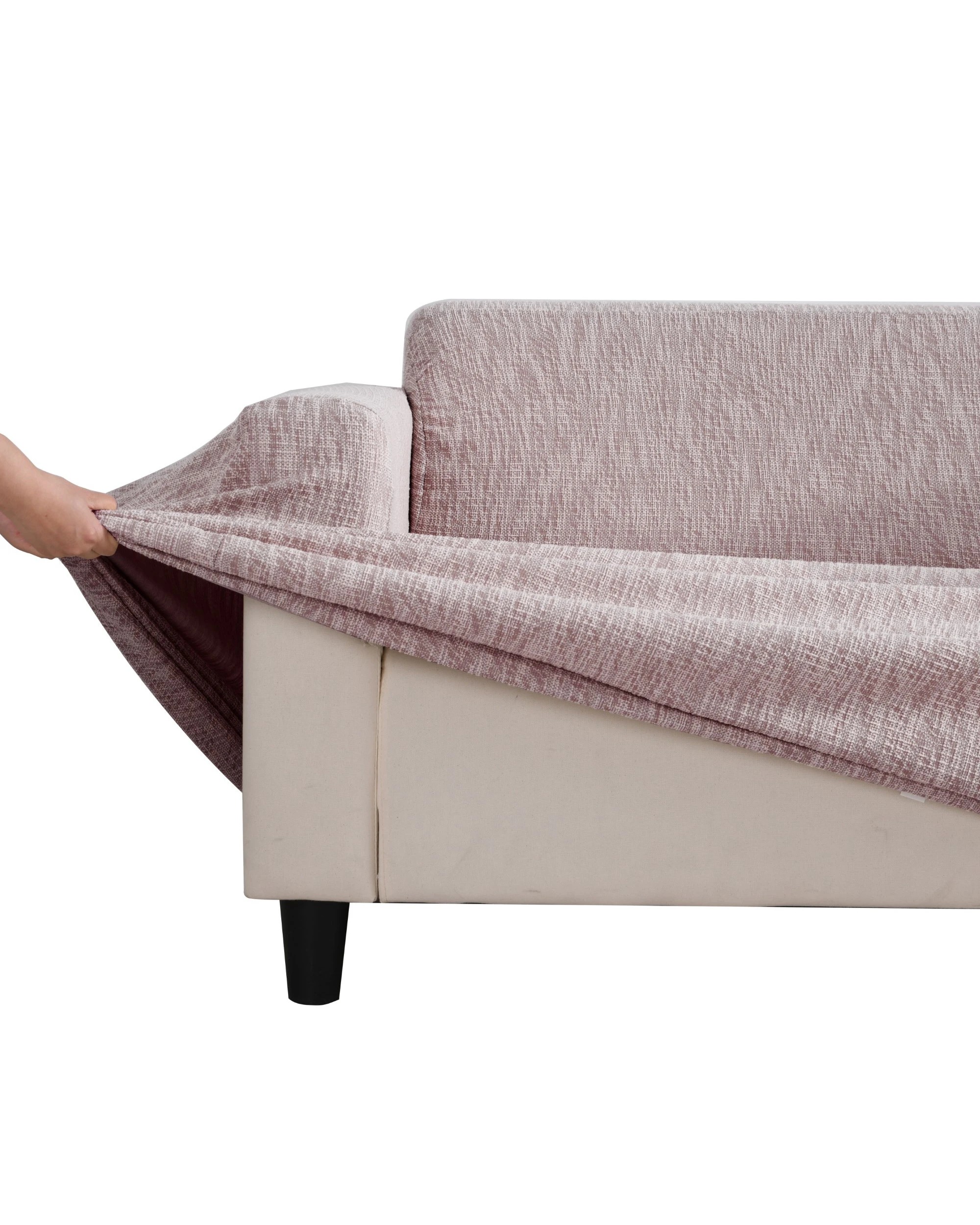 2 Sherwood Faux Linen Stretch Fit Couch Covers 3 Seater - Rose, 2 of 3