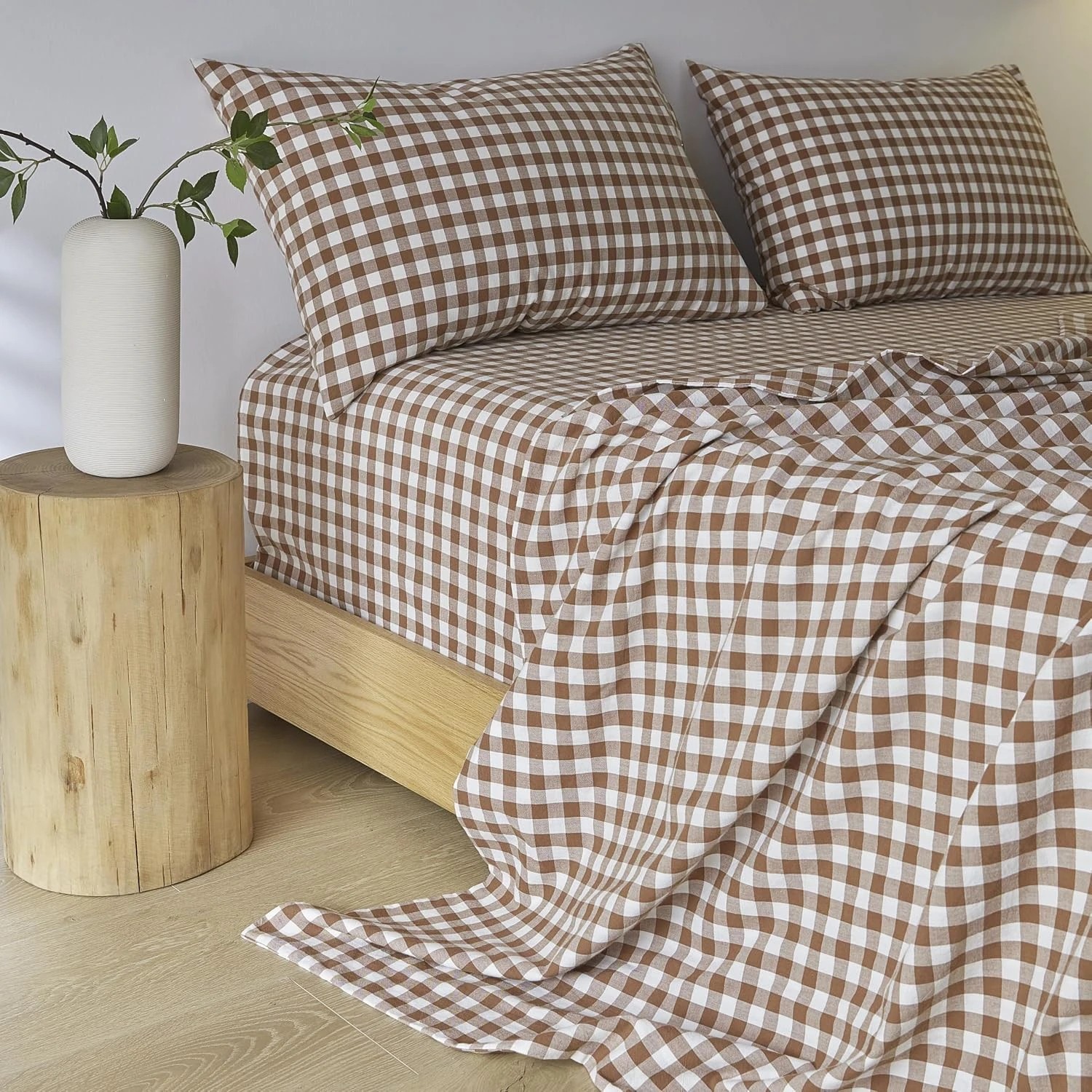 1 Gioia Casa Yarn-Dyed Vintage Washed Cotton Sheet Set - Single Bed - Brown, 1 of 5