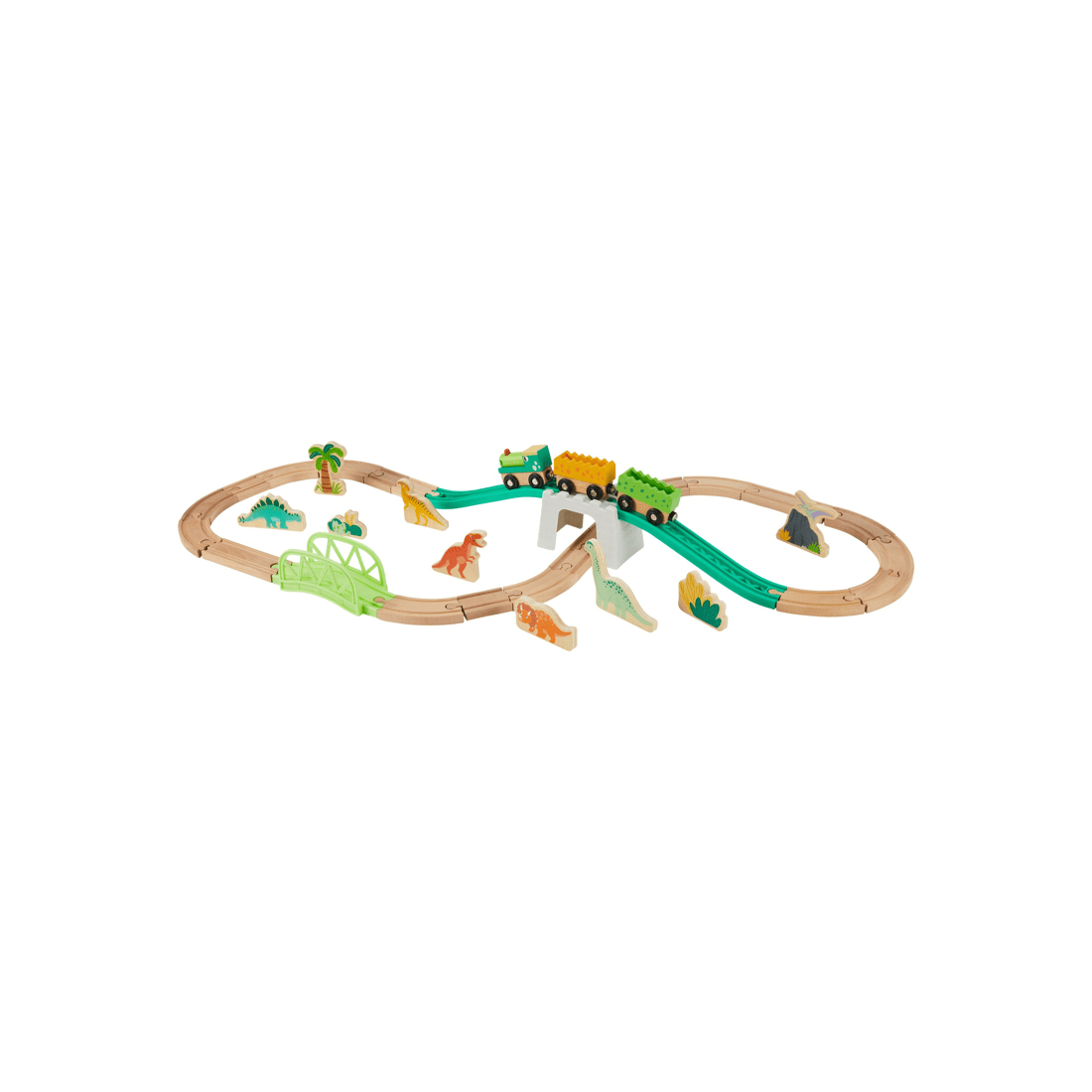 1 38 Piece Wooden Dino Train Set, 1 of 9