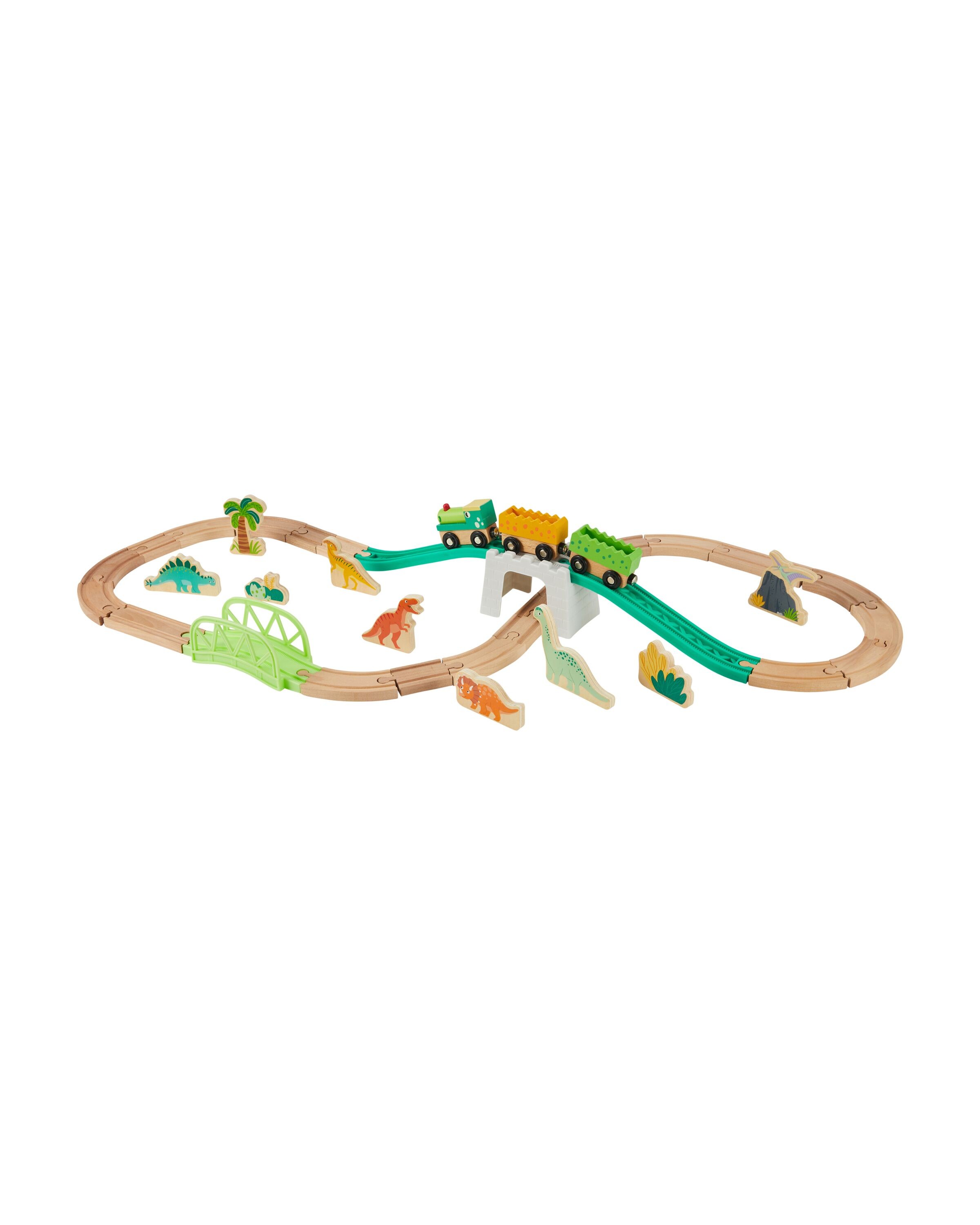 1 38 Piece Wooden Dino Train Set, 1 of 9