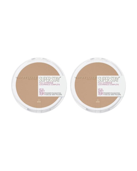 2 x Maybelline SuperStay 16HR Full Coverage Powder Foundation 9g - 21 Nude Beige - Beige
