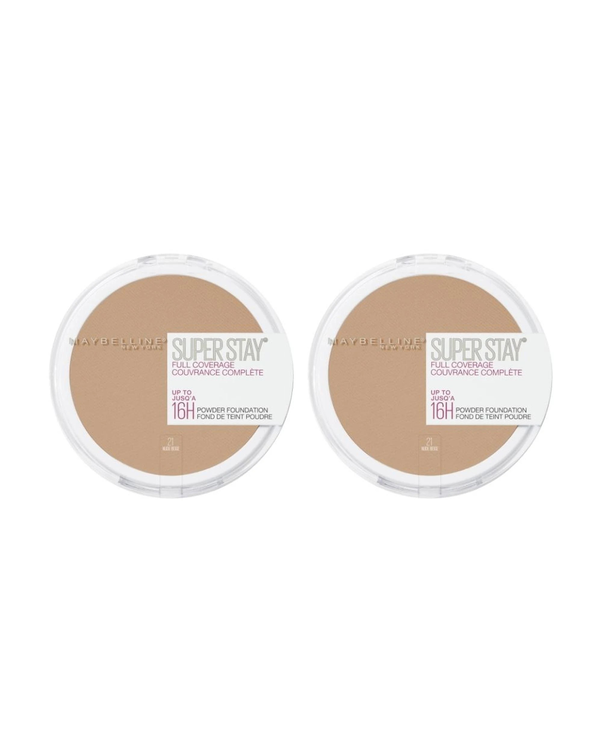 1 2 x Maybelline SuperStay 16HR Full Coverage Powder Foundation 9g - 21 Nude Beige - Beige, 1 of 4