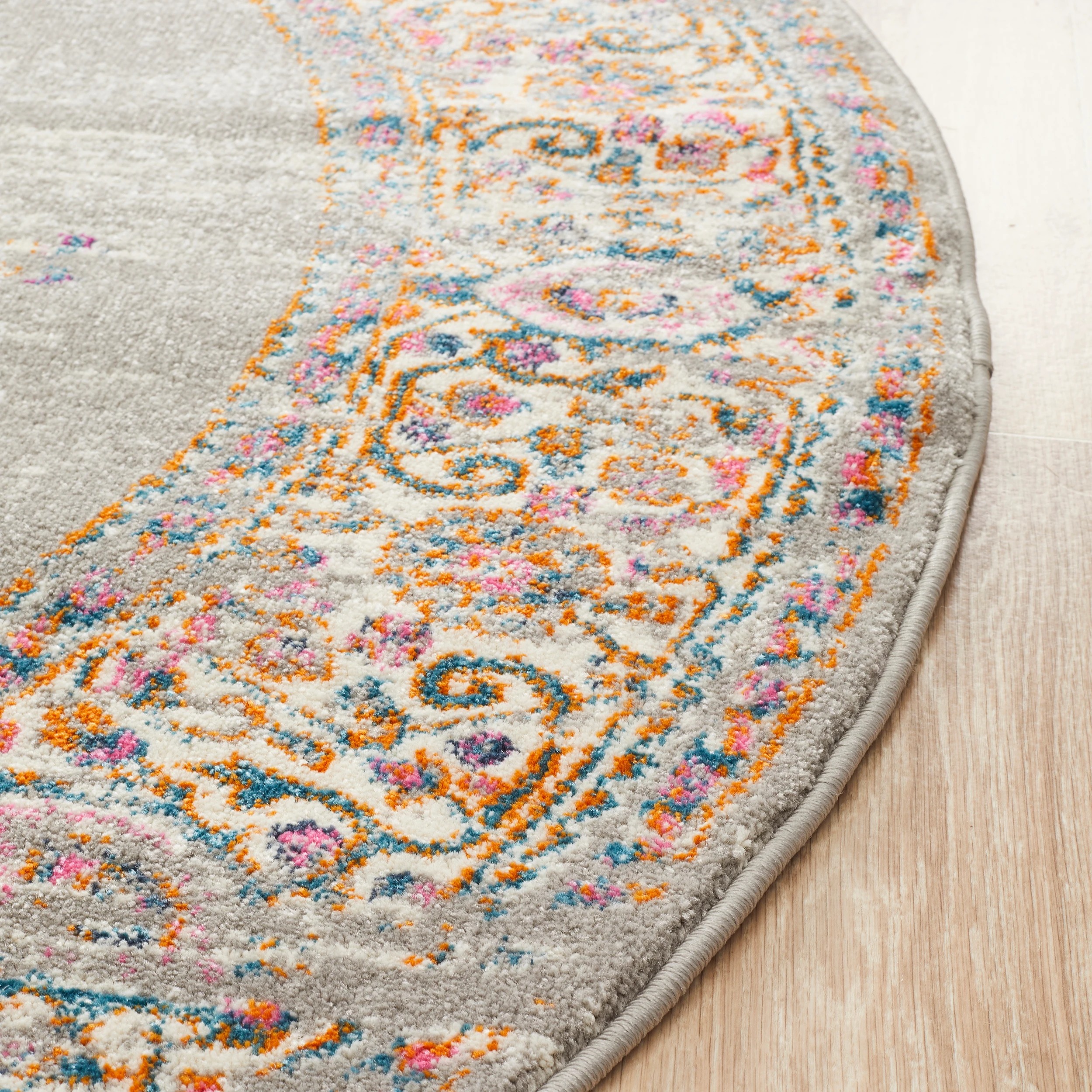 4 Common Ground Rugs Atlas 211 150x150cm - Small Round Rug - Silver, 4 of 7