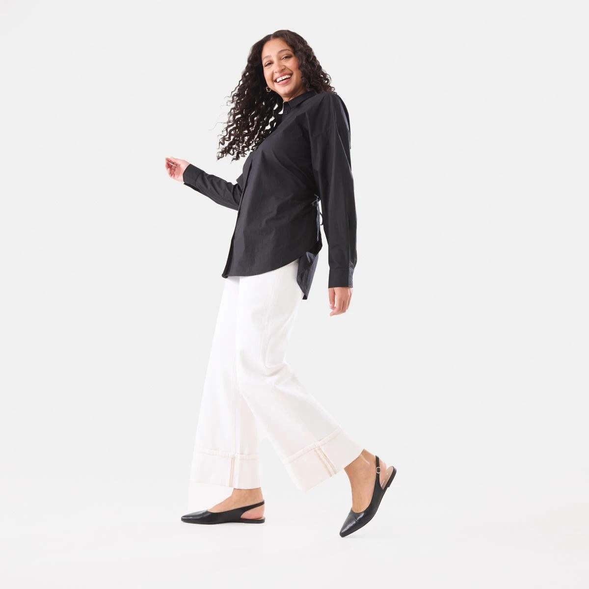 3 Long Sleeve Tie Back Detail Shirt Black, 3 of 7