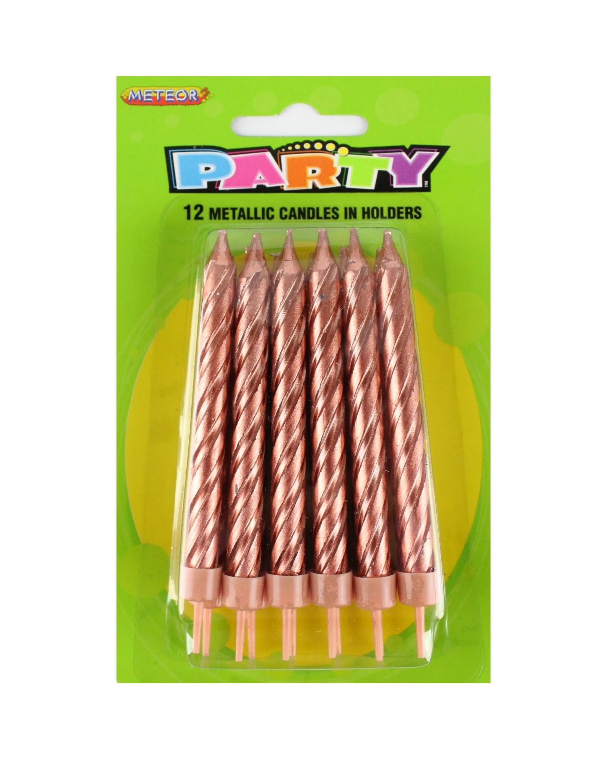 1 Meteor Rose Metallic Spiral Birthday Candles Pack of 12 - Gold, 1 of 1
