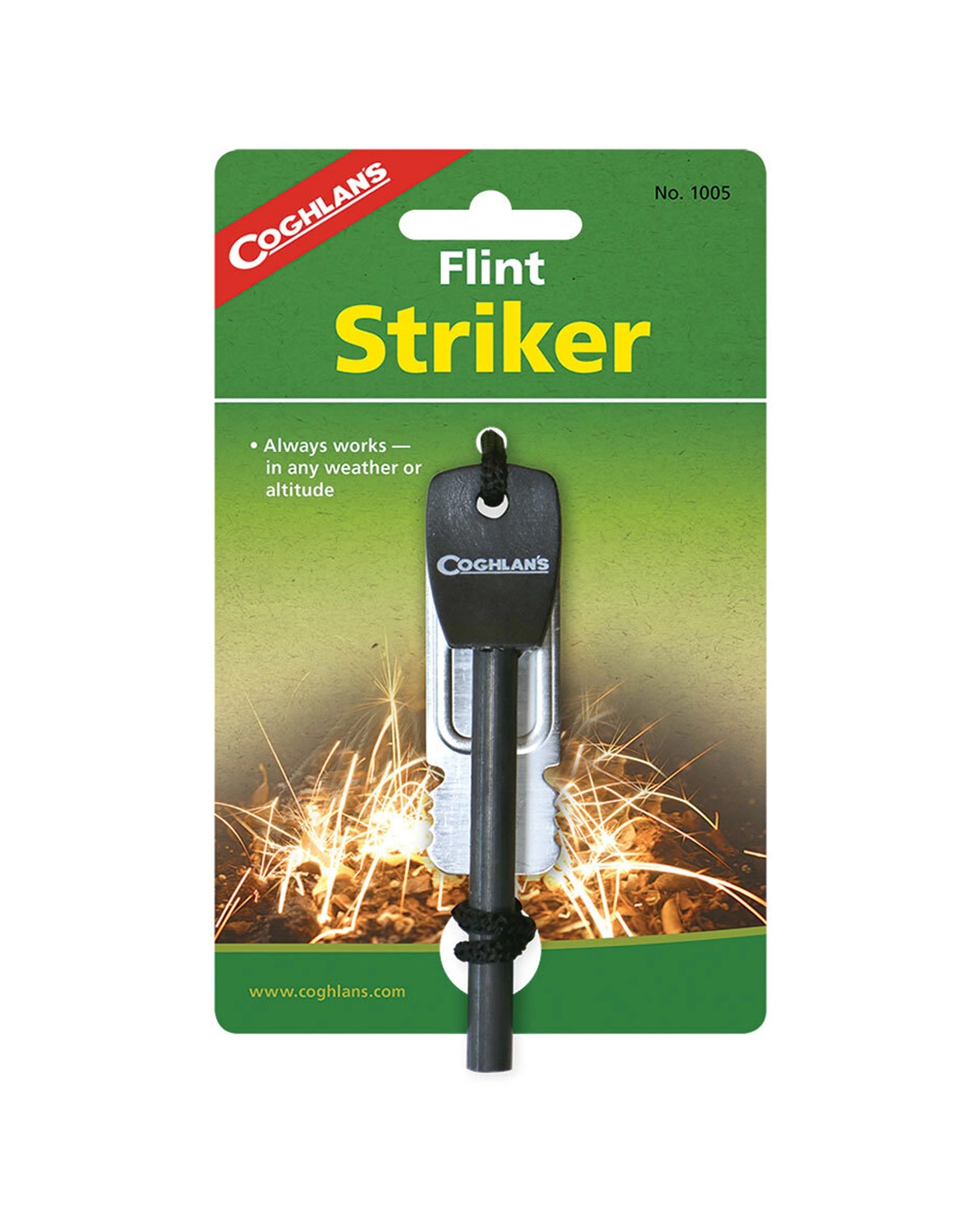 1 Coghlans Flint Striker Ferrocerium Fire Starter Works When Wet With Cord - Black, 1 of 2