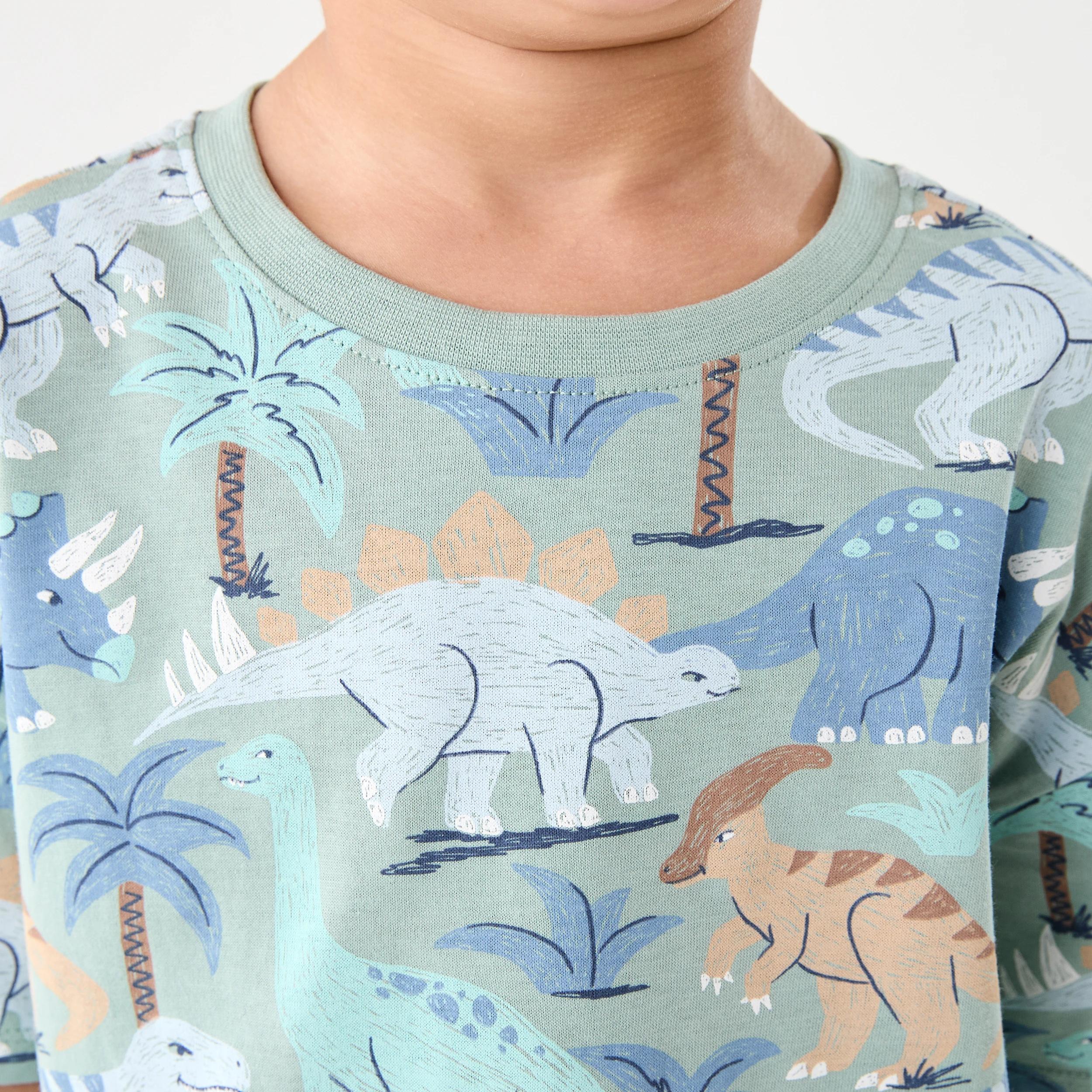 4 Short Sleeve Jersey Pyjama Set BLUE DINO, 4 of 7