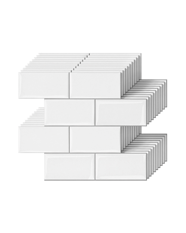 Artiss 3D Peel and Stick Wall Tiles Self Adhesive Subway Backsplash 10 Sheets - W