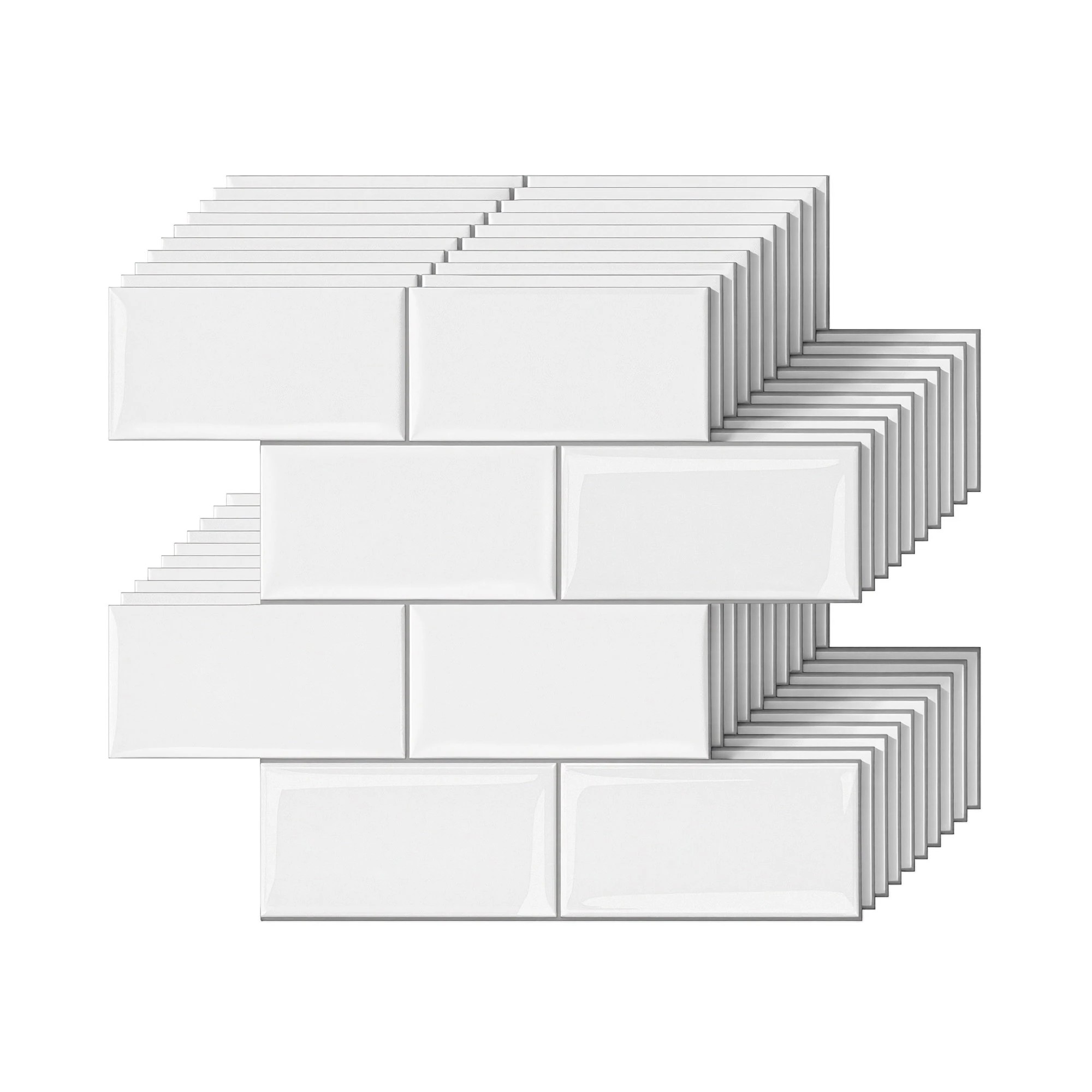 1 Artiss 3D Peel and Stick Wall Tiles Self Adhesive Subway Backsplash 10 Sheets - White, 1 of 1