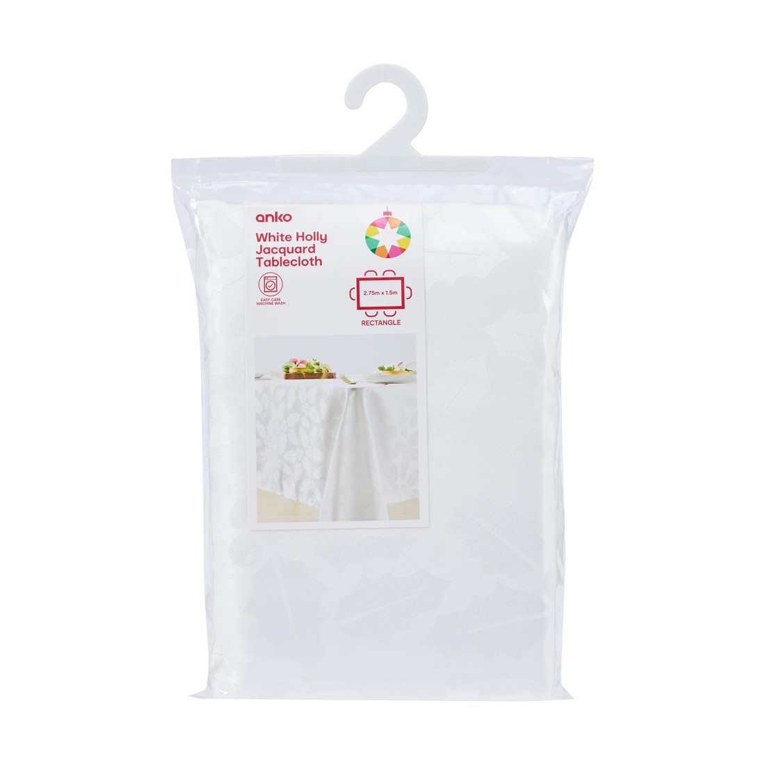 4 White Holly Jacquard Tablecloth, 4 of 4