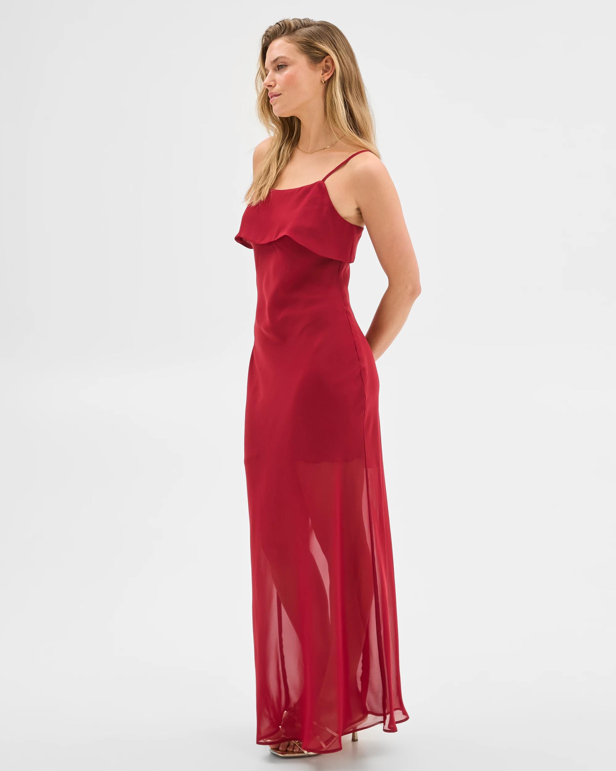 3 Sheer Maxi Dress - Lily Loves CARMINE RED, 3 of 7