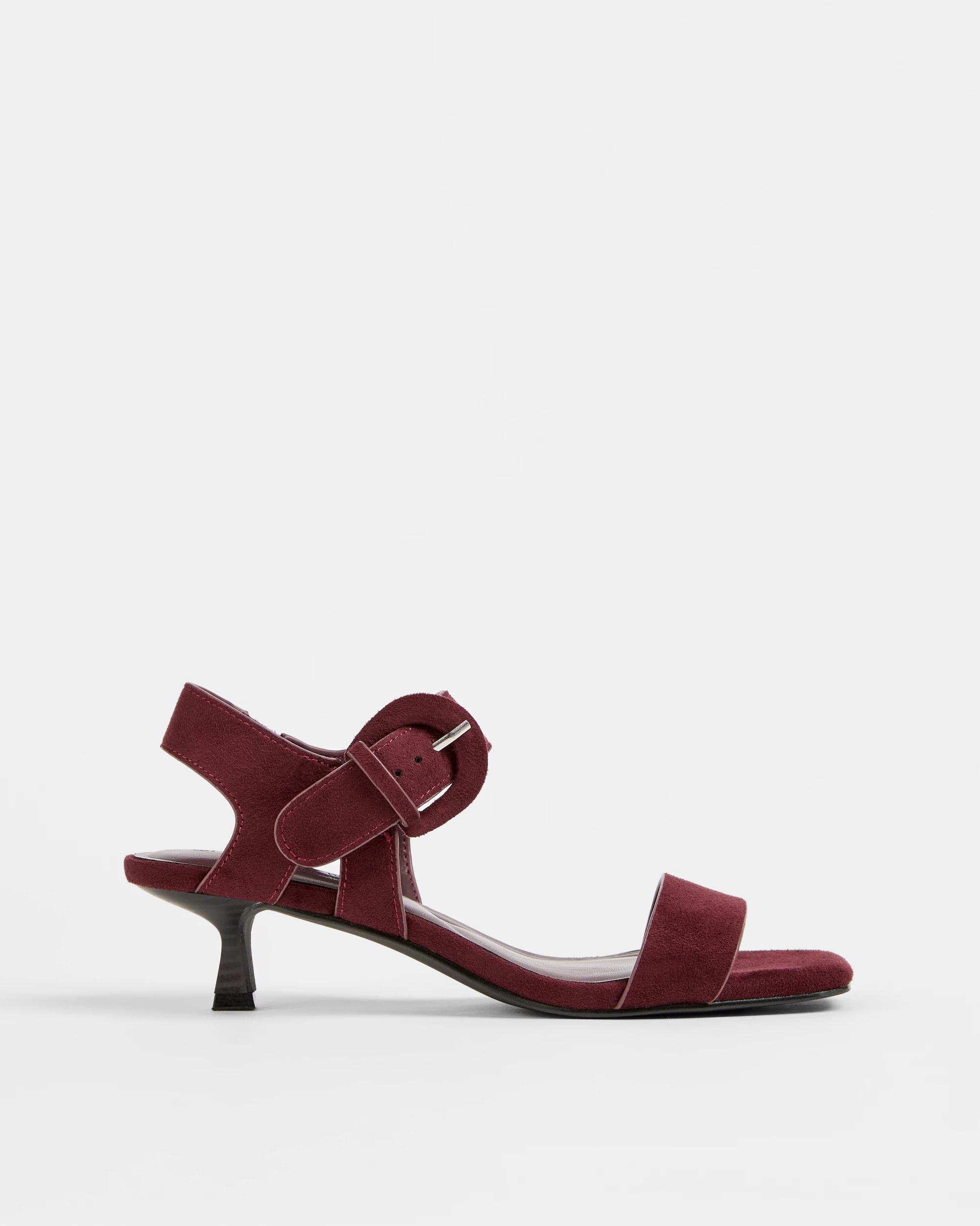 1 Target Woman Double Strap Buckled Low Heeled Sandal - Patra BURGUNDY, 1 of 3