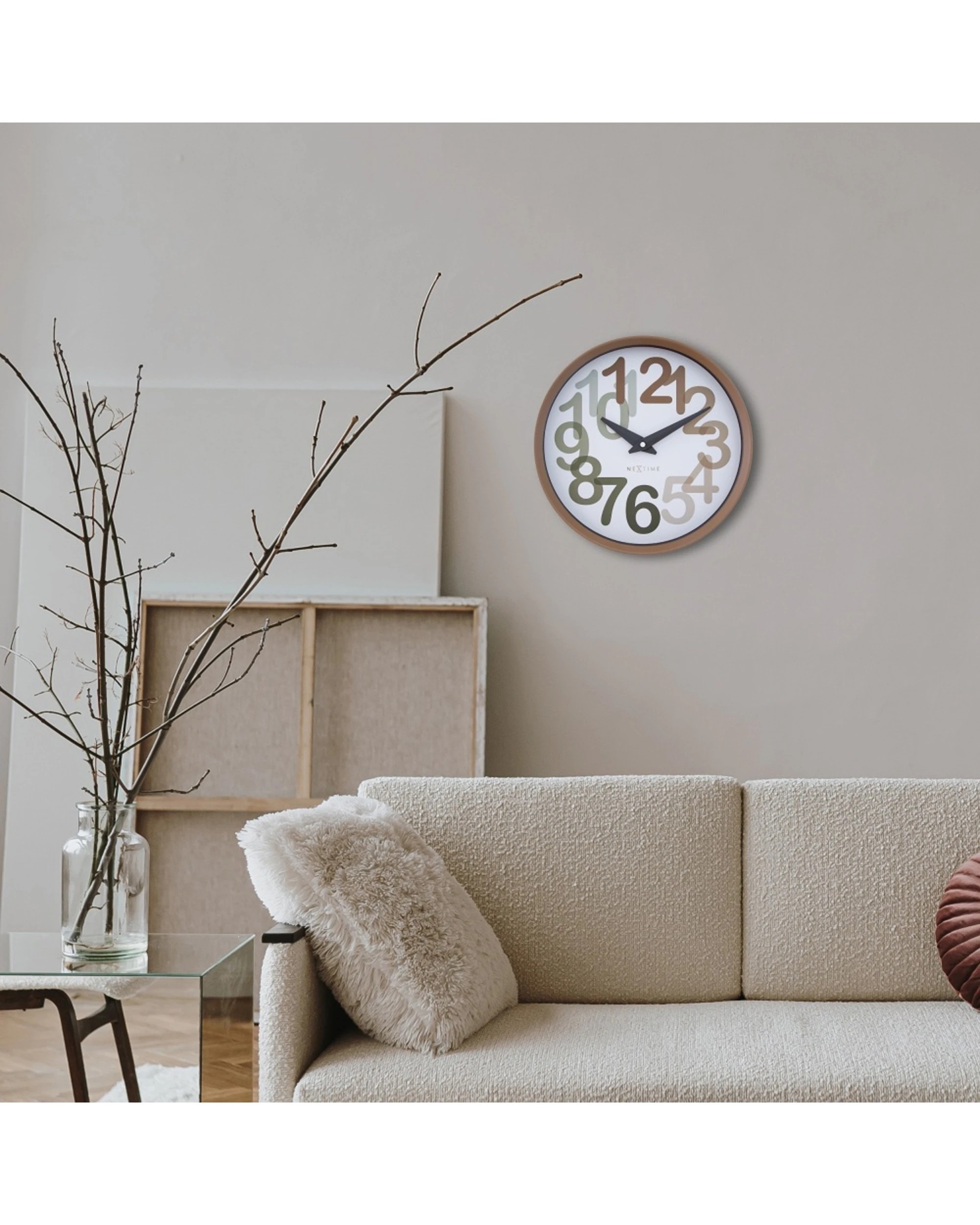4 NeXtime Big Number Wall Clock Silent Analogue Modern Design 30cm Toffee - Brown, 4 of 7