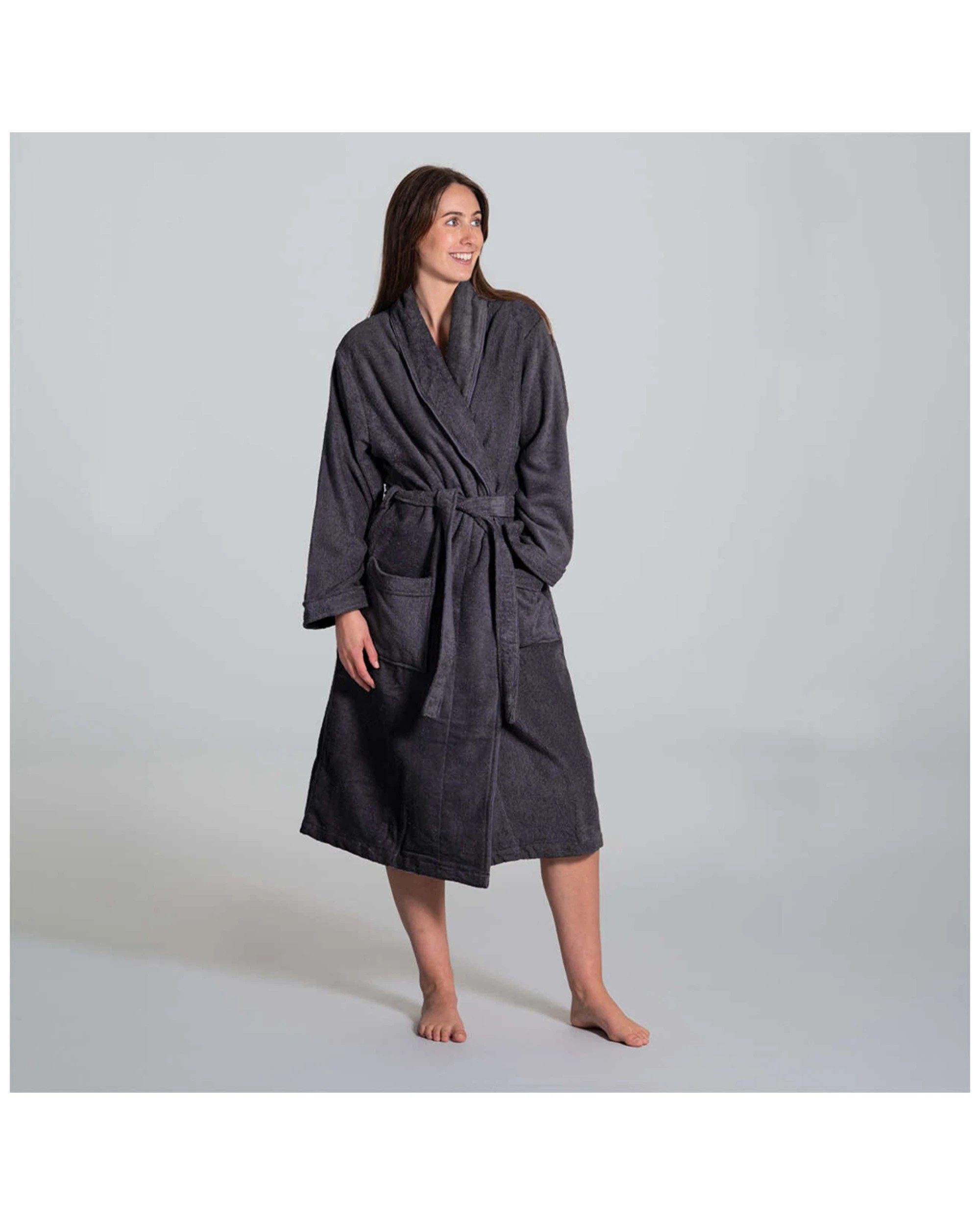 3 Canningvale Lusso Unisex Cotton Terry Durable Plush Bathrobe Large Nero
 - Grey, 3 of 4