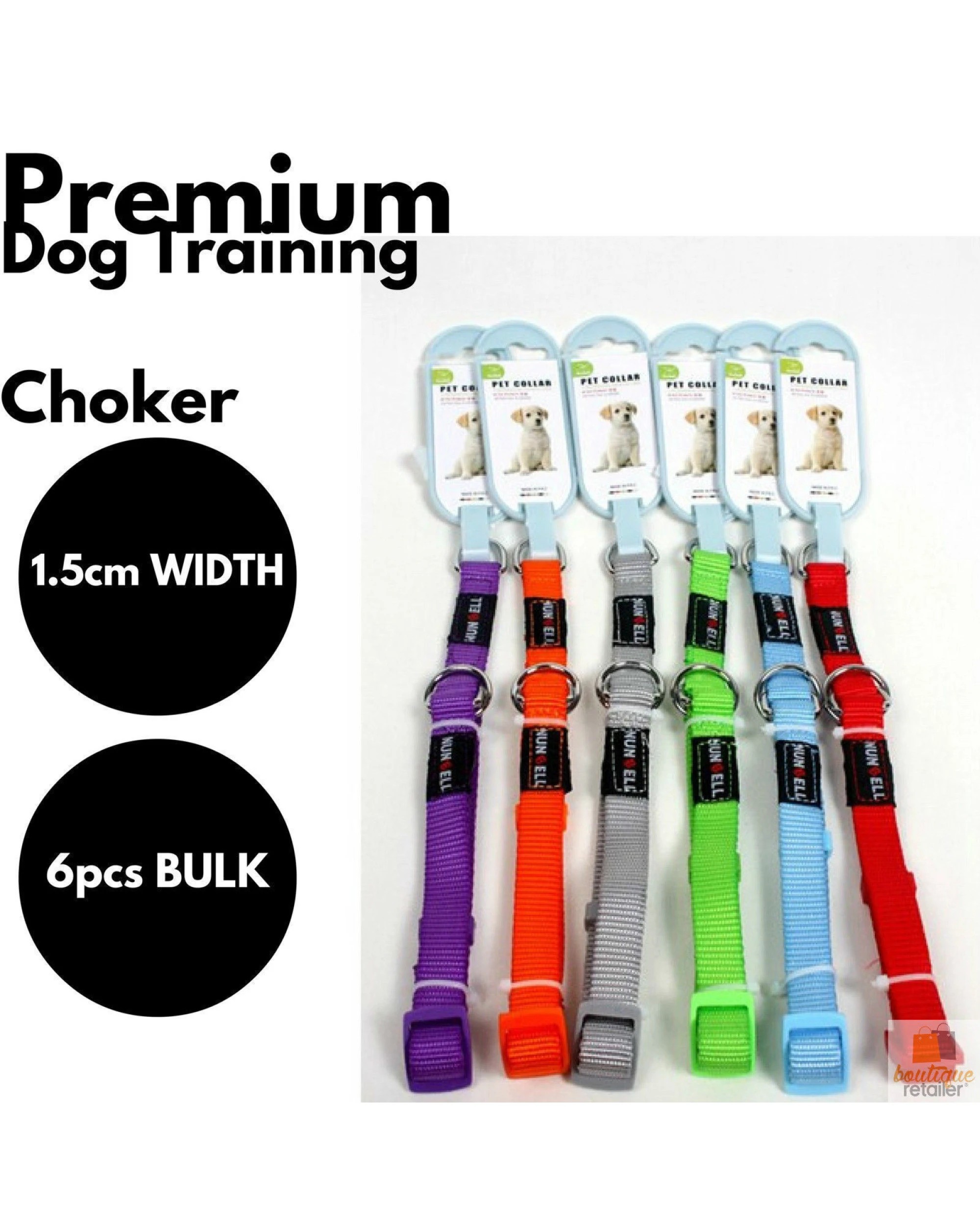 2 BR Pets Adjustable Dog Training Martingale Choker Collar - 6 Pack, 1.5 cm Width, 2 of 2