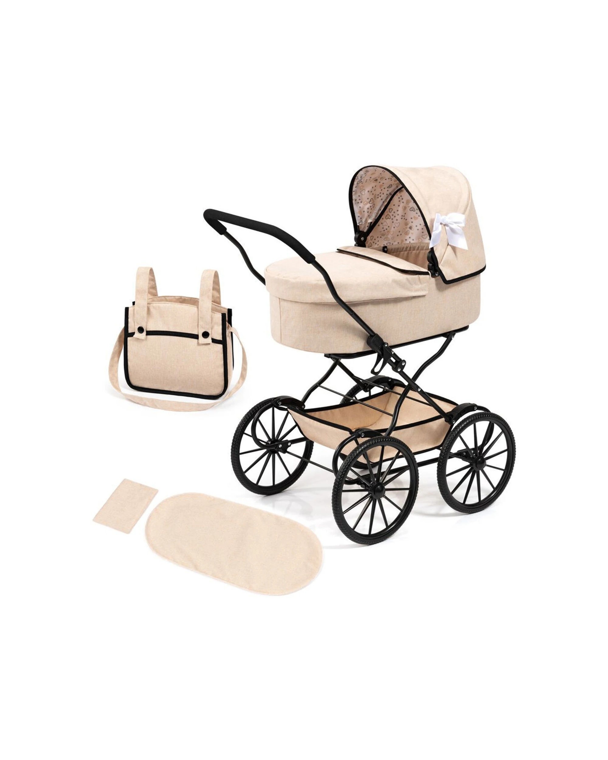 1 BAYER Doll Push Pram Kids Doll Stroller Childrens Doll Carriage Foldable
 - beige, 1 of 5