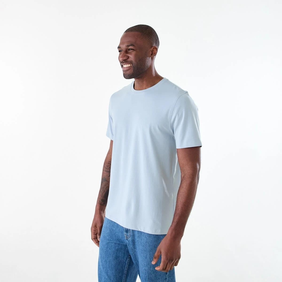 2 Short Sleeve Cotton Elastane Top FOG BLUE, 2 of 6