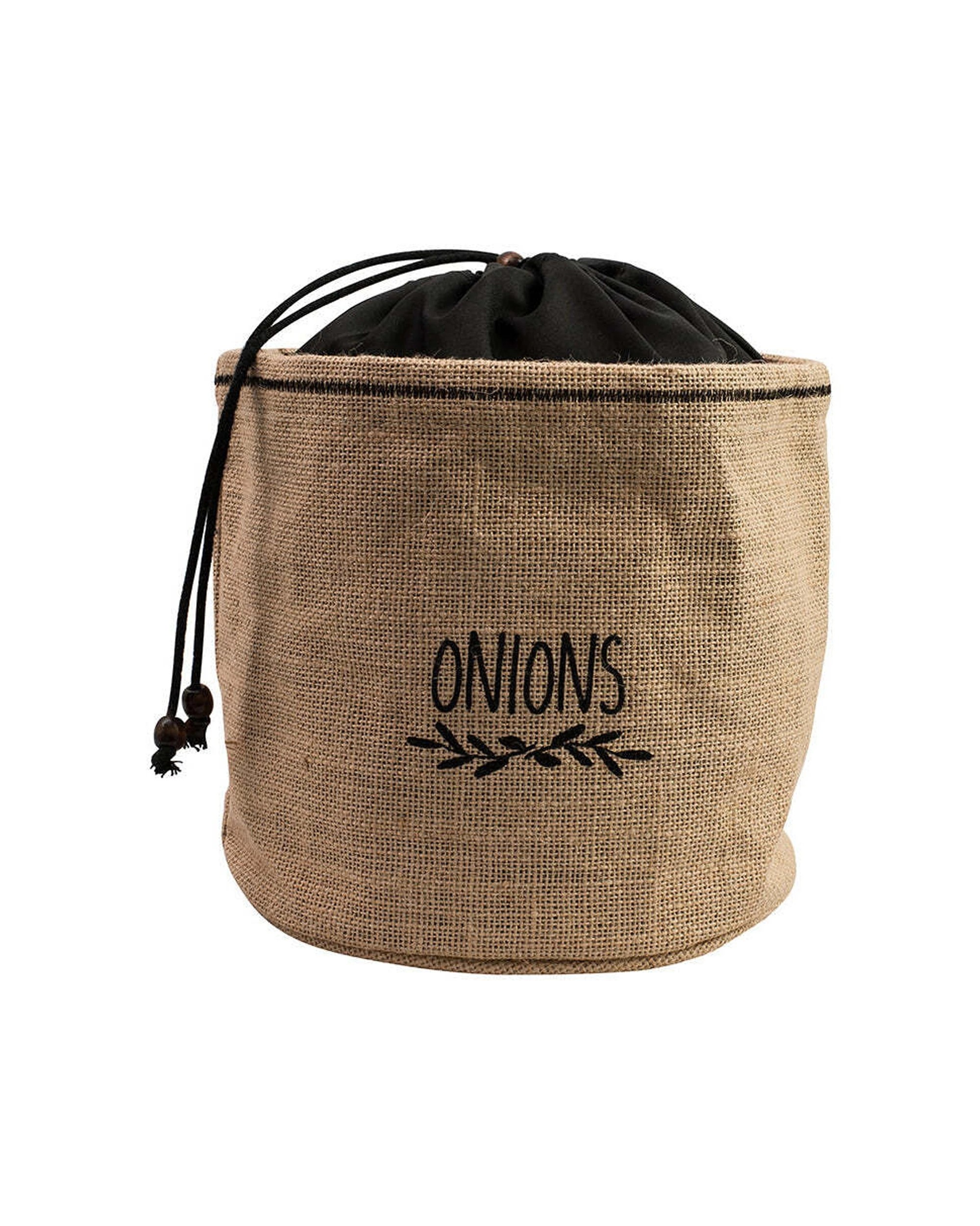 1 Avanti 20cm Fabric Jute Onion Storage Bag Breathable Liner Drawstring Top - Beige, 1 of 1