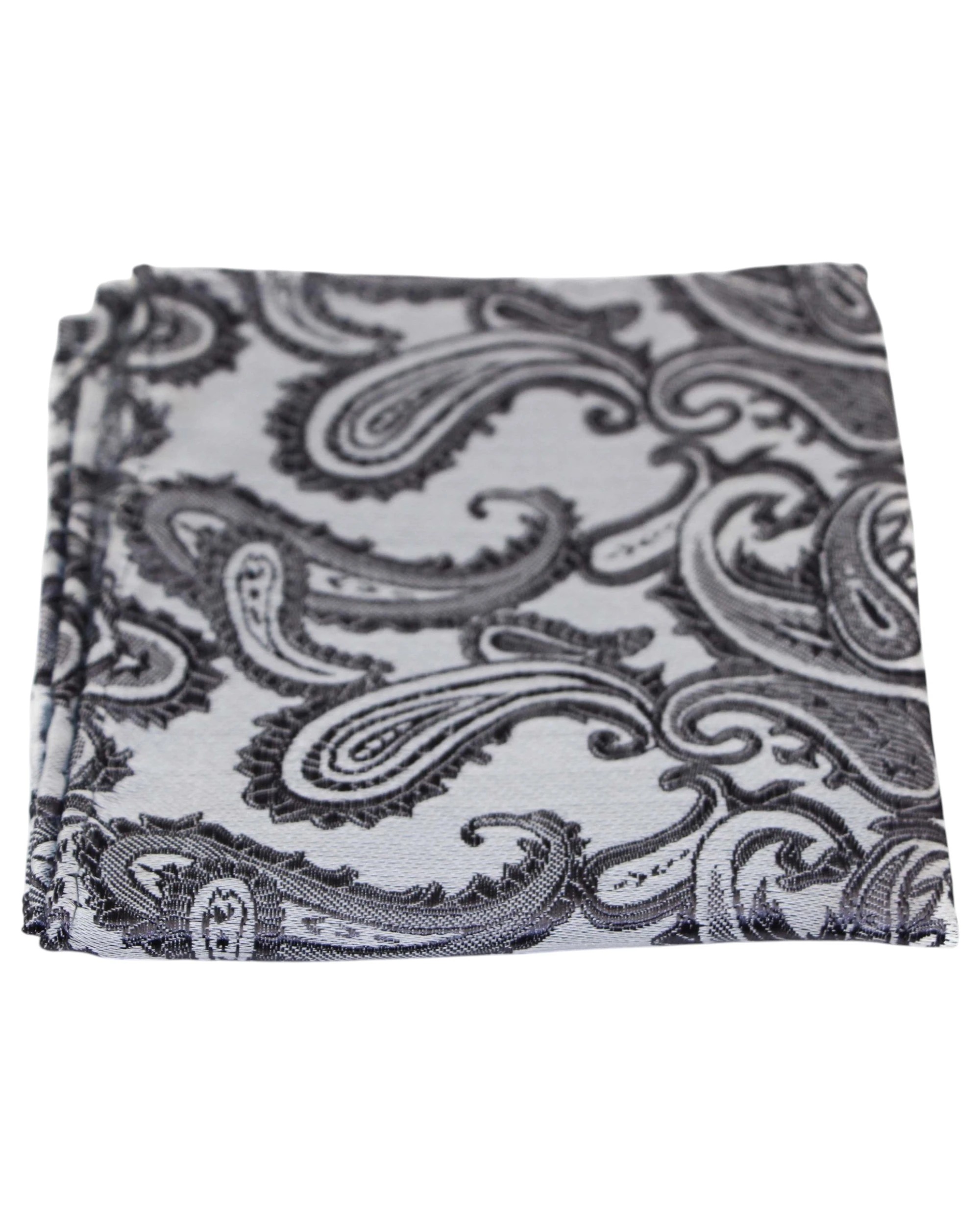 1 Zasel Mens Grey & Gunmetal Paisley Pocket Square - Multi - Multi, 1 of 3