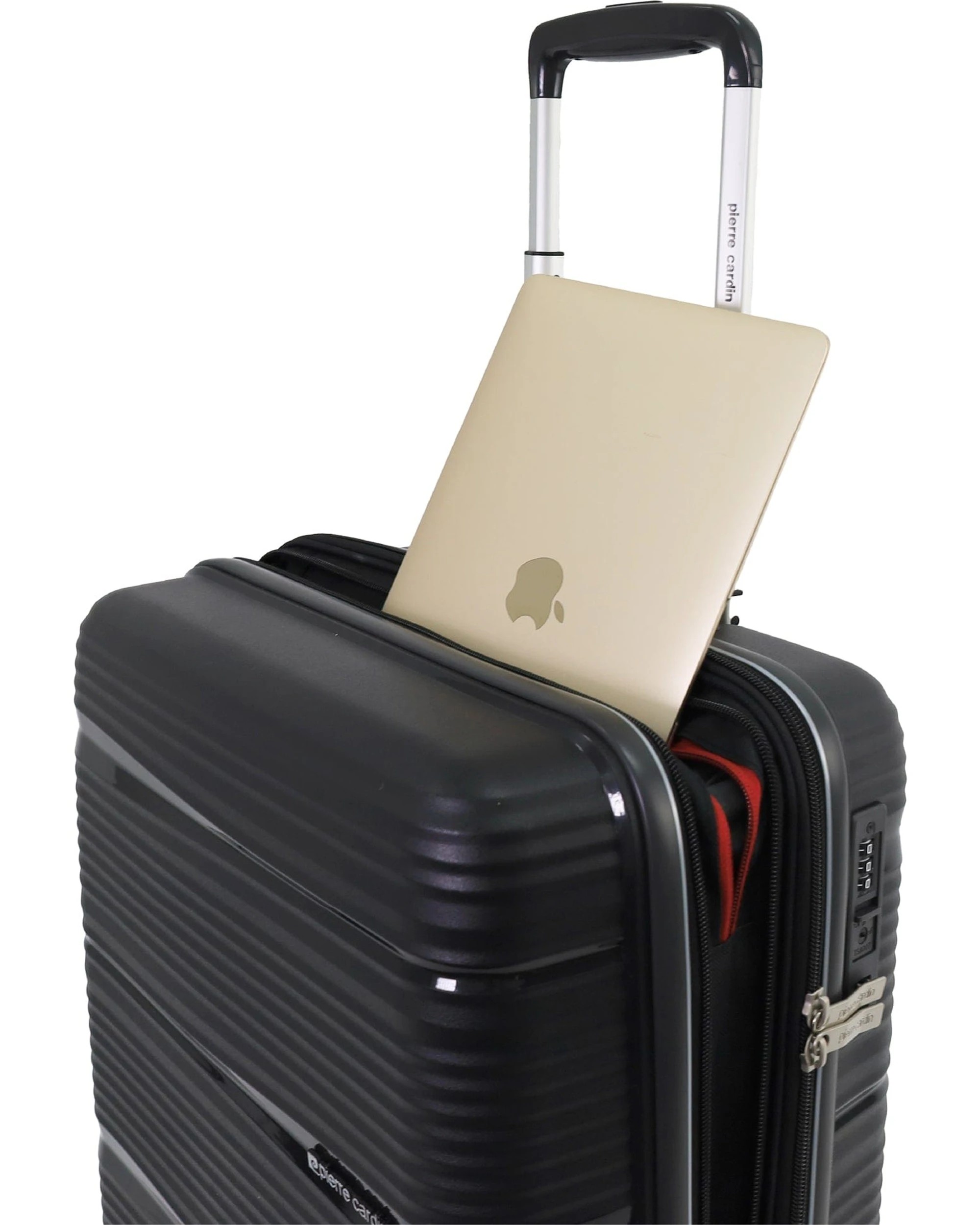 7 Pierre Cardin 2pc Polypropolene (PP) Medium & Cabin Luggage Suitcase Set - Black, 7 of 7