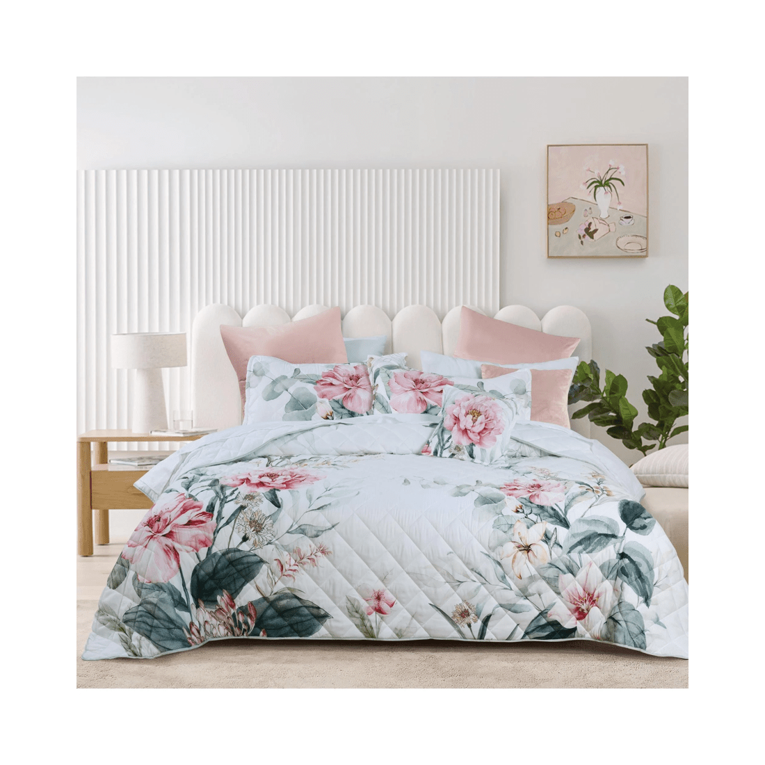 2 Bianca Bedding Coleraine Quilted Polyester Bedspread Set, Soft Pink, Sage and Teal
 - King Single Bed
 - assorted, 2 of 5