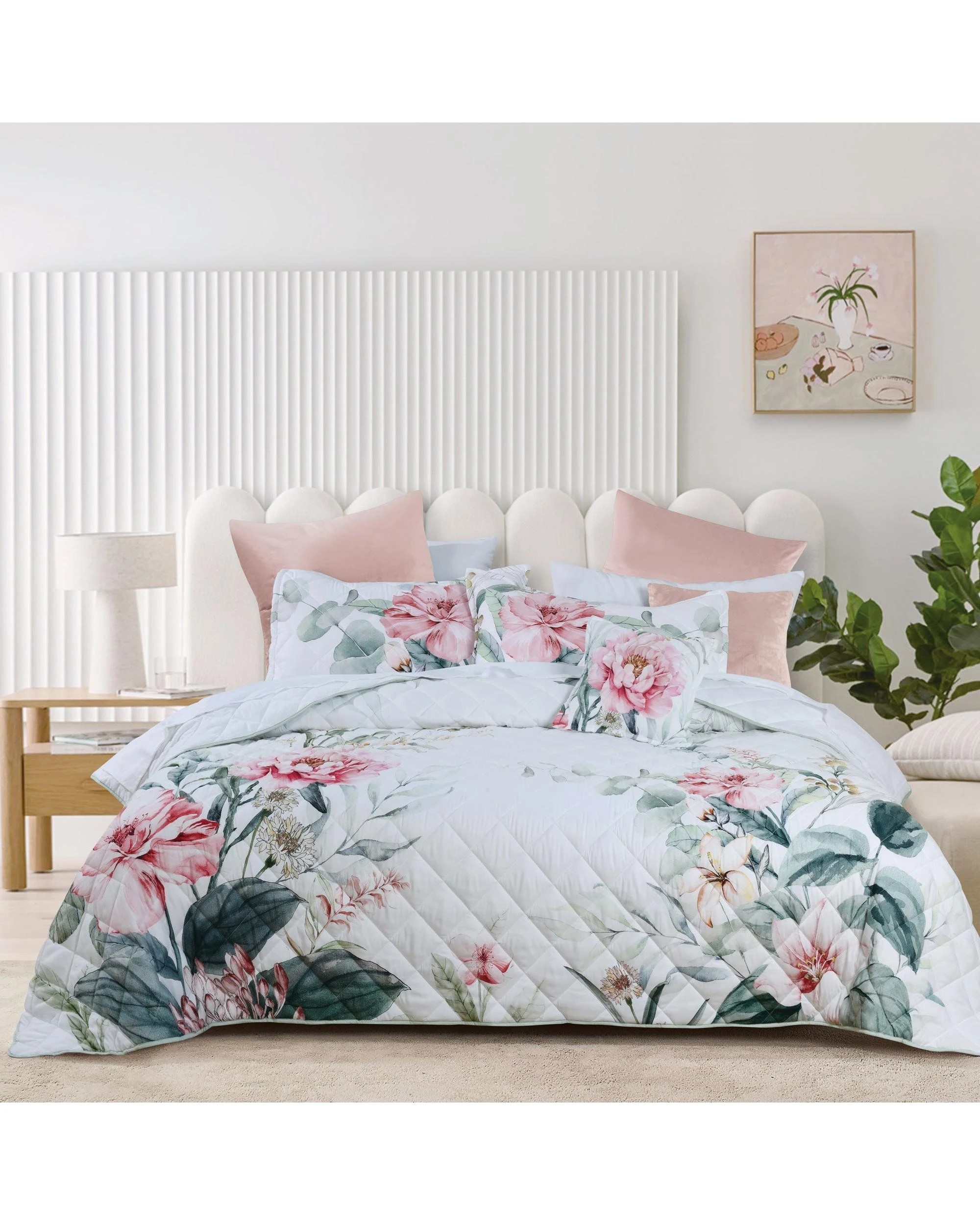 2 Bianca Bedding Coleraine Quilted Polyester Bedspread Set, Soft Pink, Sage and Teal
 - King Single Bed
 - assorted, 2 of 5