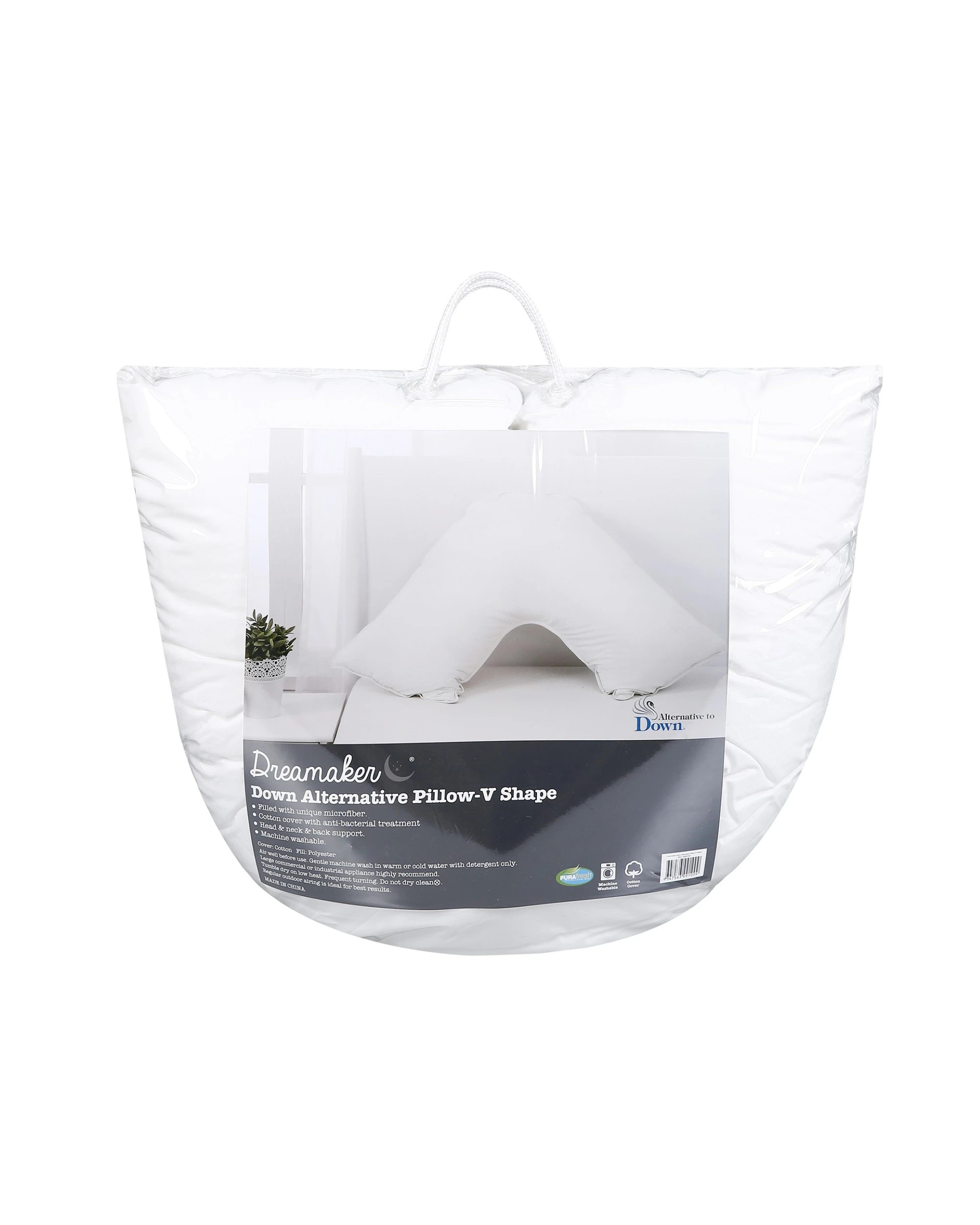 4 Dreamaker Down Alternative Microfibre V Shape Pillow 78x78 cm - White, 4 of 4