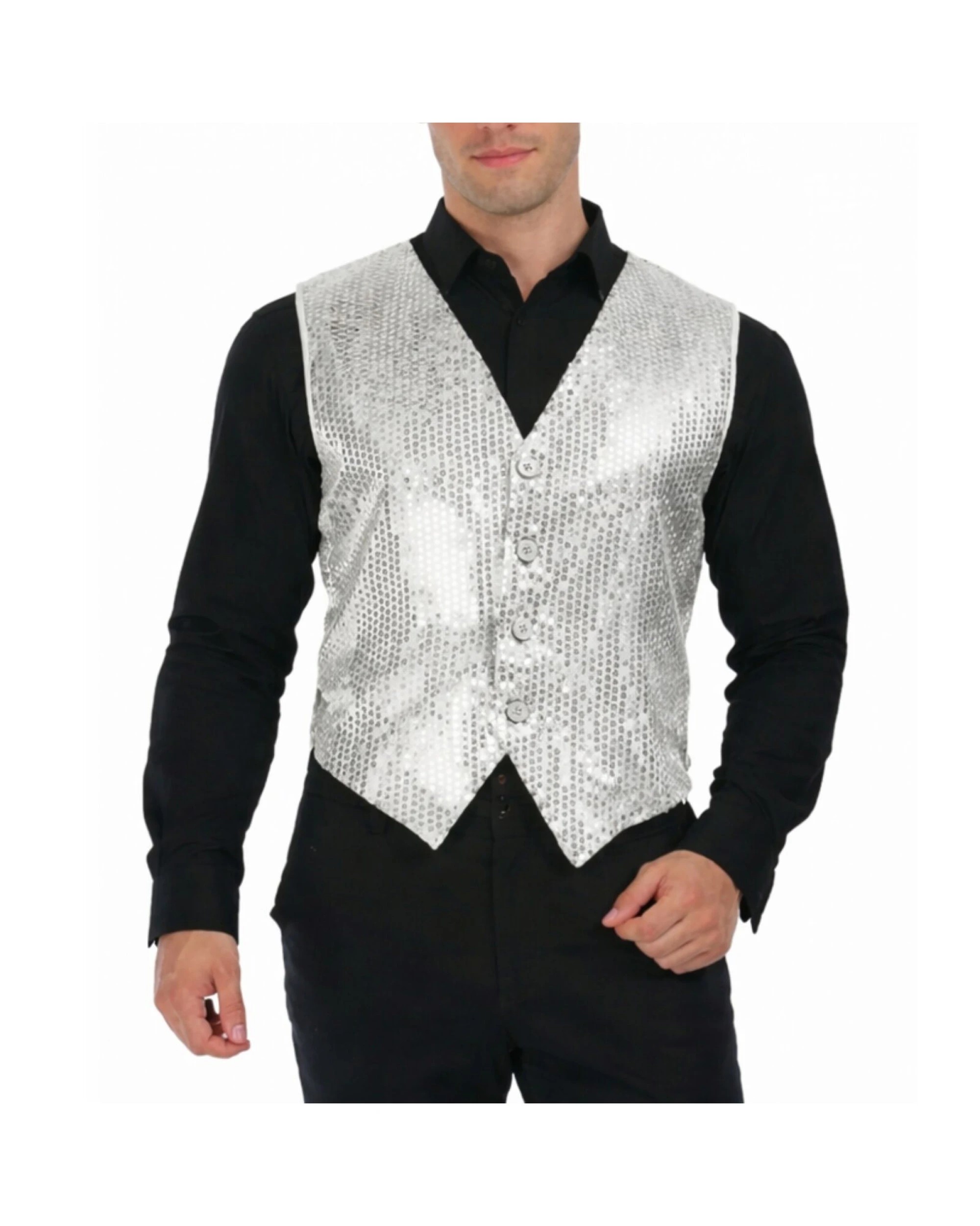 1 BR Co tume  Men'  Sequin Wai tcoat Dance Co tume, 1 of 4