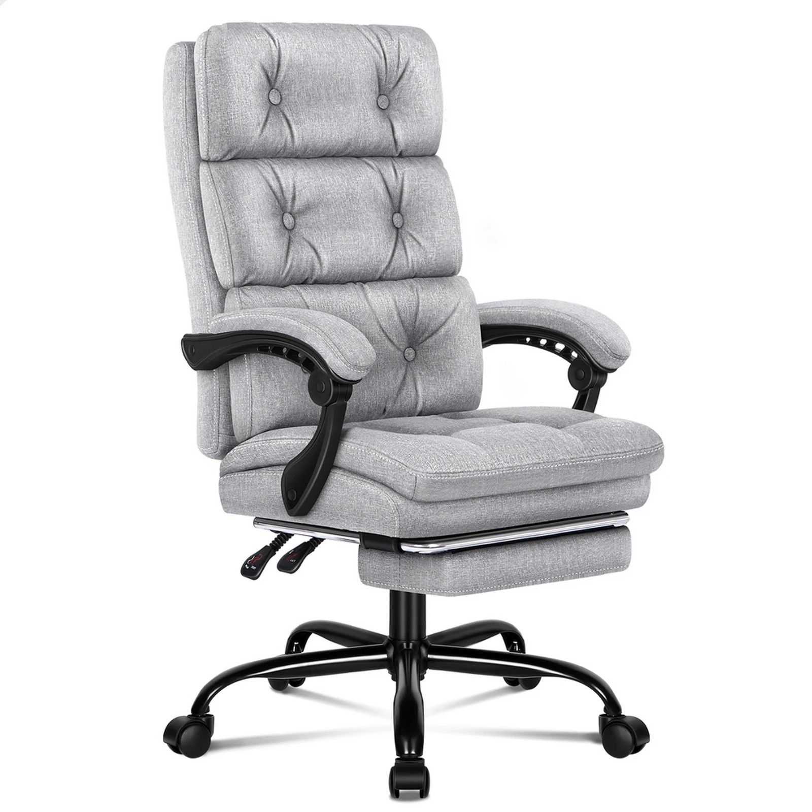 1 Alfordson Office Chair Executive Computer Fabric Work Seat Recliner Gaming - Grey, 1 of 10