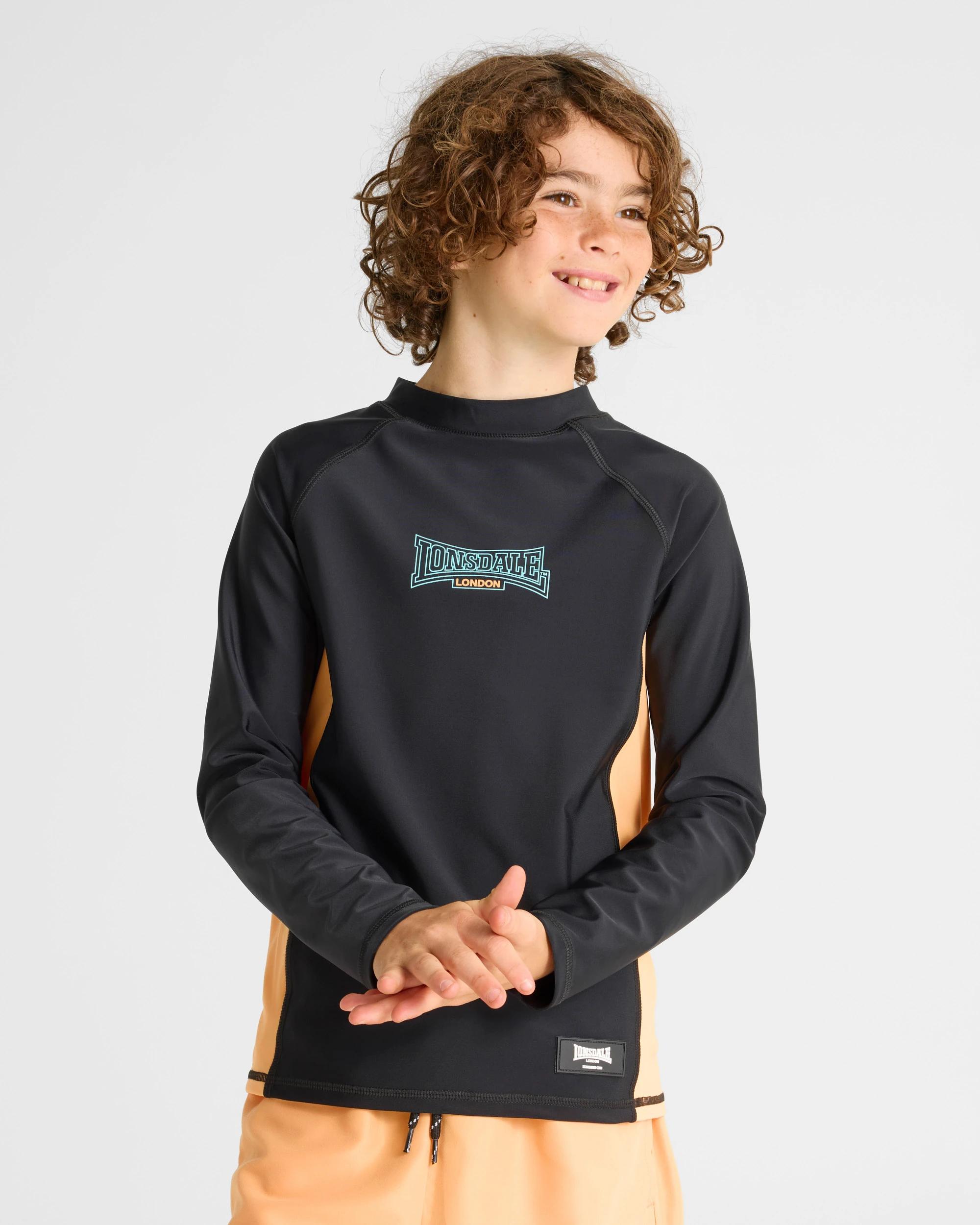 1 Lonsdale London Long Sleeve Swell Rash Top BLACK, 1 of 5