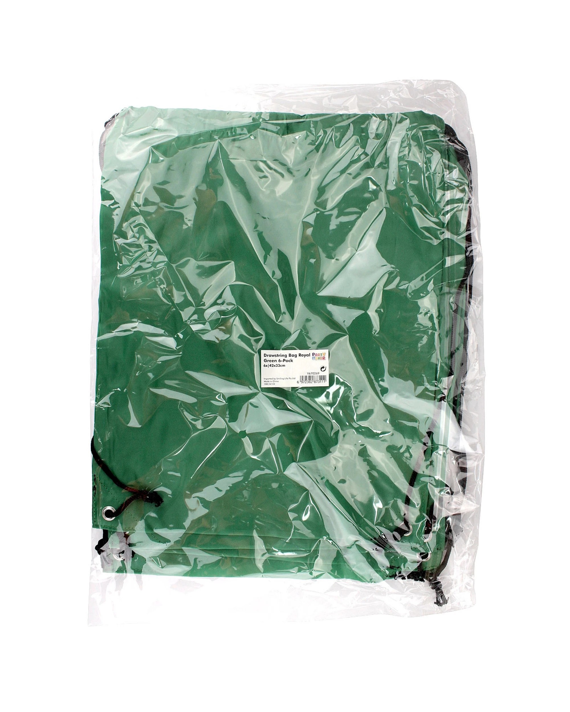 3 Partyrama Royal Drawstring Bags Pack of 6 - Green, 3 of 3