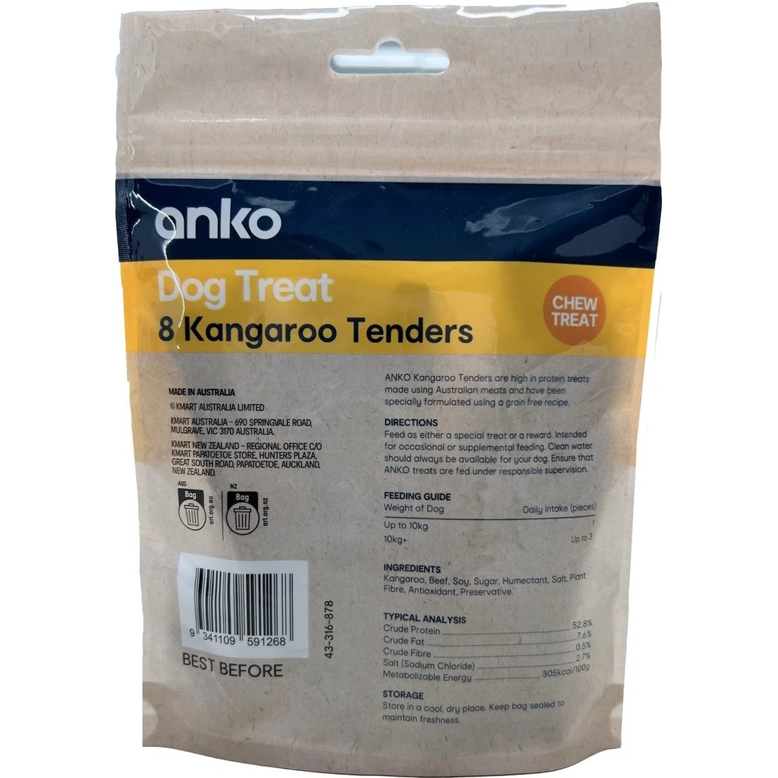 3 Dog Treat Kangaroo Tenders 8 Pack, 3 of 3