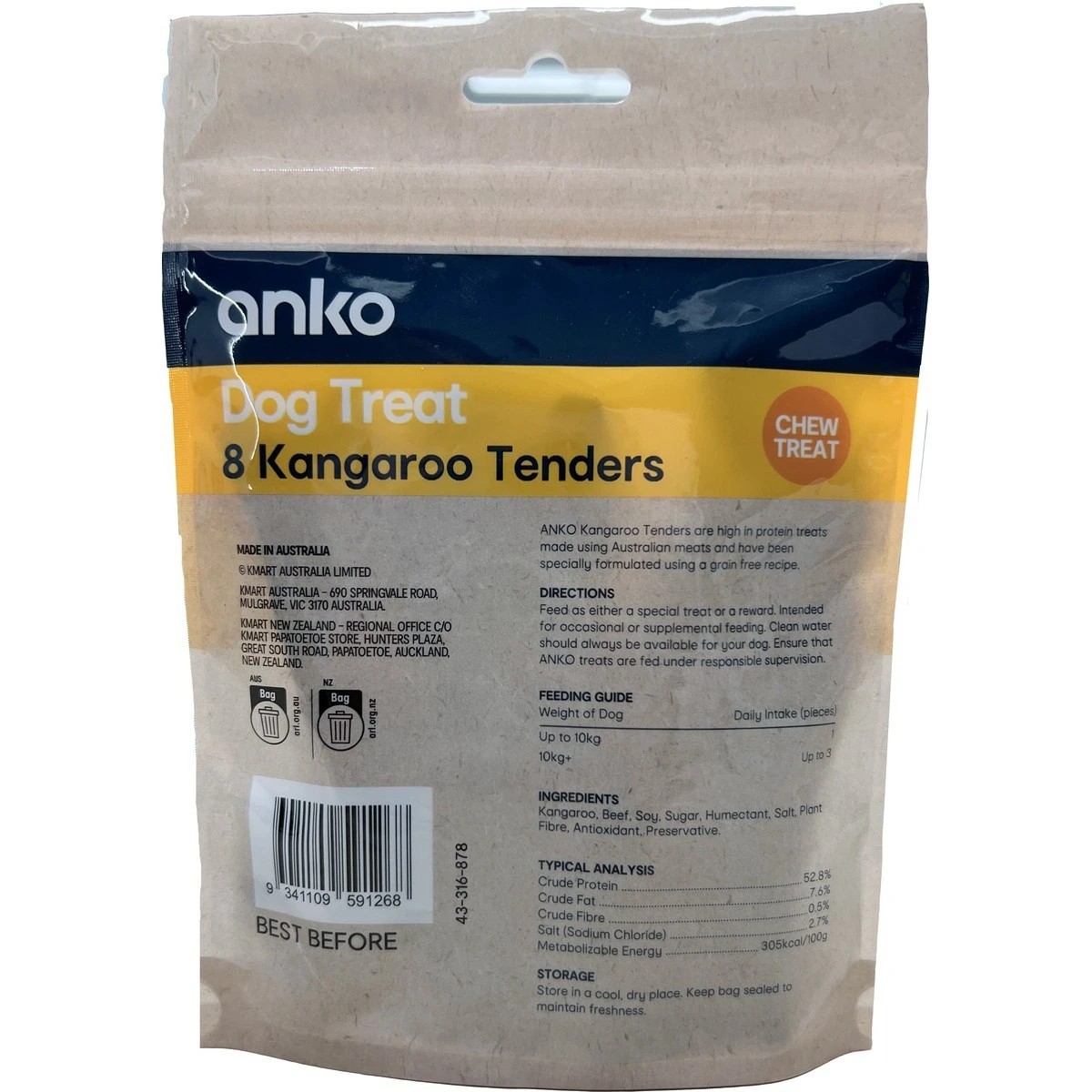 3 Dog Treat Kangaroo Tenders 8 Pack, 3 of 3