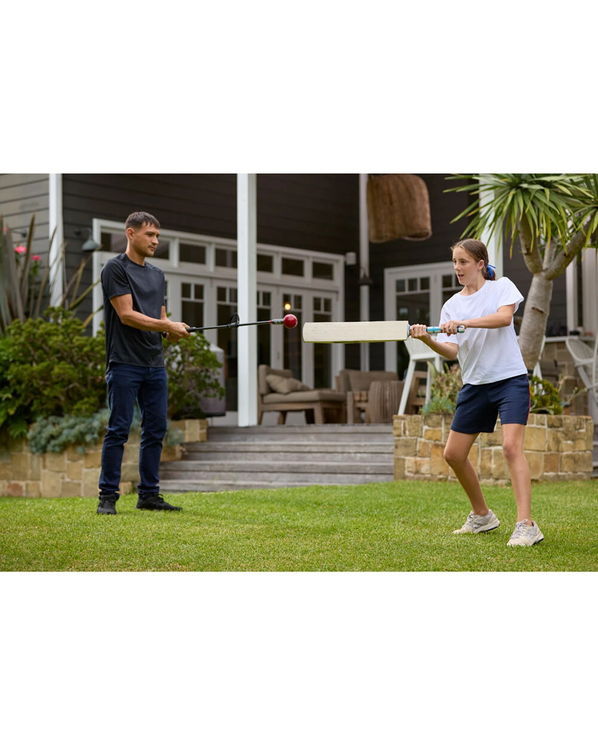 7 Sklz Collapsable Two-Piece Cricket Bat Trainer 52-inch Easy Setup Durable - Multi, 7 of 9