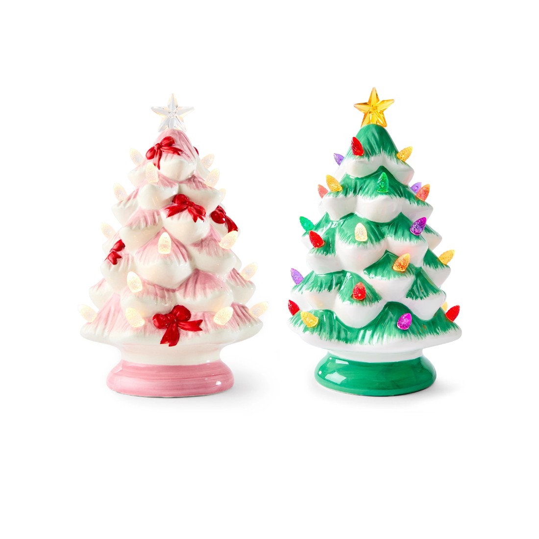 2 Battery Operated LED Light Up Ceramic Tree - Assorted, 2 of 10