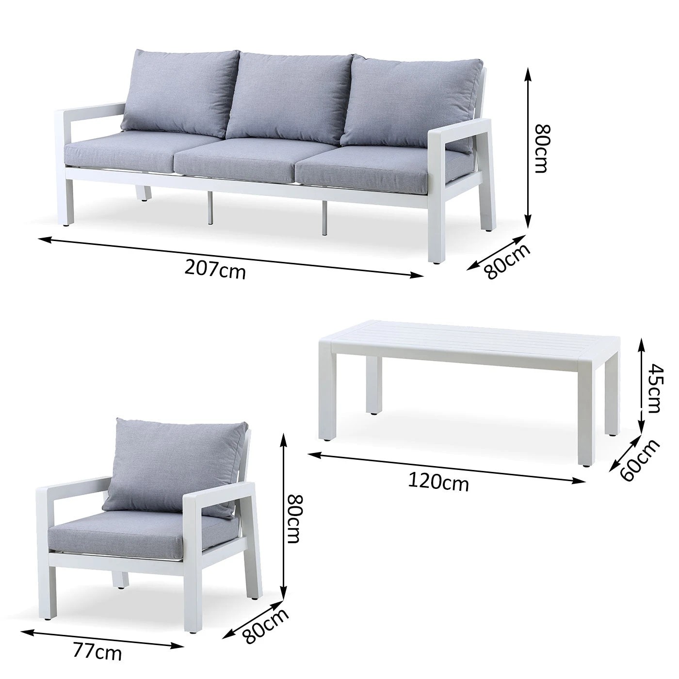 2 Moda Living Bronte 3-Seater Aluminium Outdoor Lounge Sofa - White, 2 of 4
