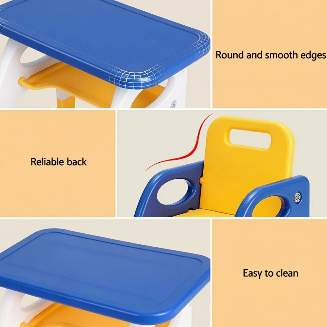 5 Keezi Kids Table and Chair Set HDPE Toddler Activity Play Set /Yellow - Multi, 5 of 6