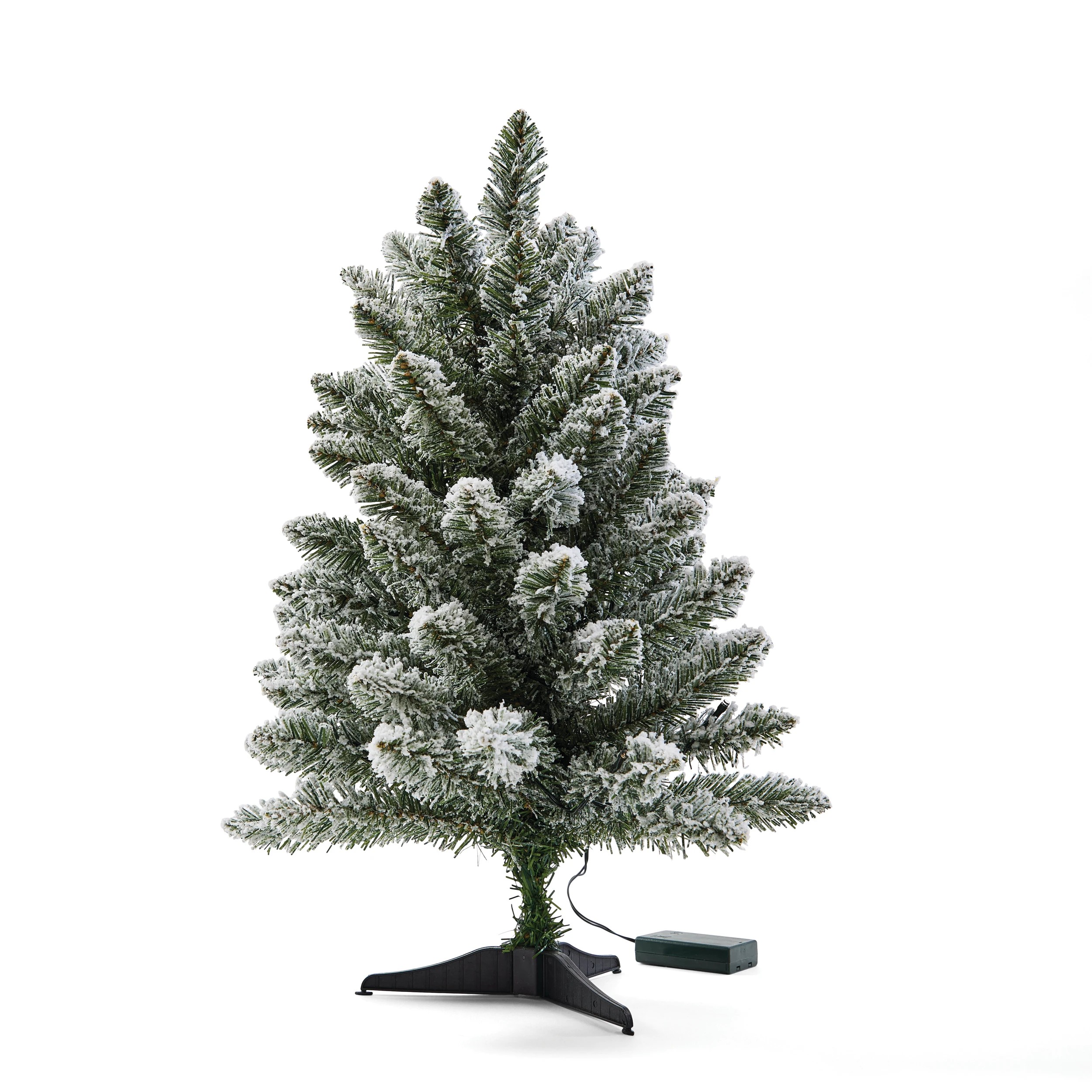 6 60cm (2ft.) Light Up Mini Green Flocked Christmas Tree, 6 of 10