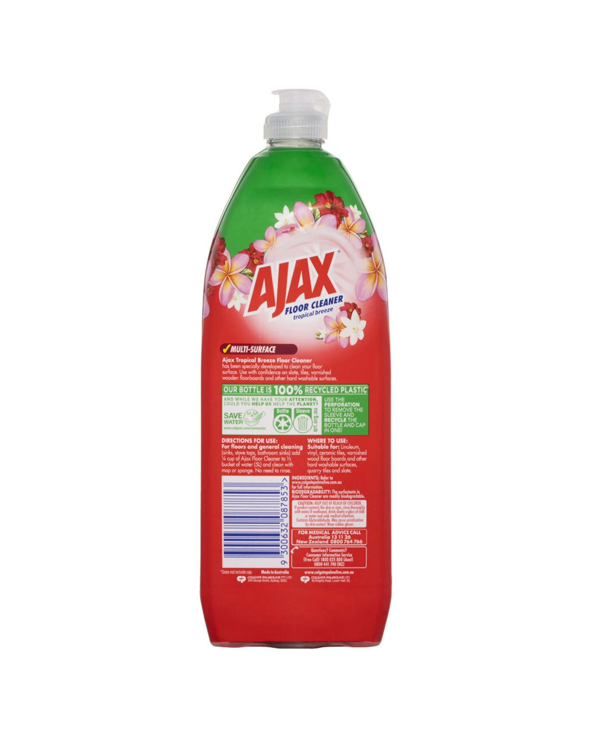 3 Ajax Floor Cleaner Tropical Breeze Divine Blends 8 Pack 750ml Multi Surface - Multi, 3 of 3
